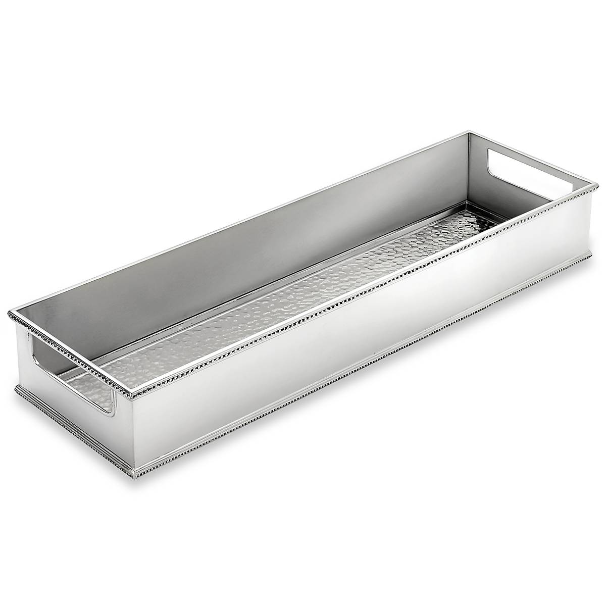 Hammered Silver-Plated Tray with Beaded Trim | Heritage Collection