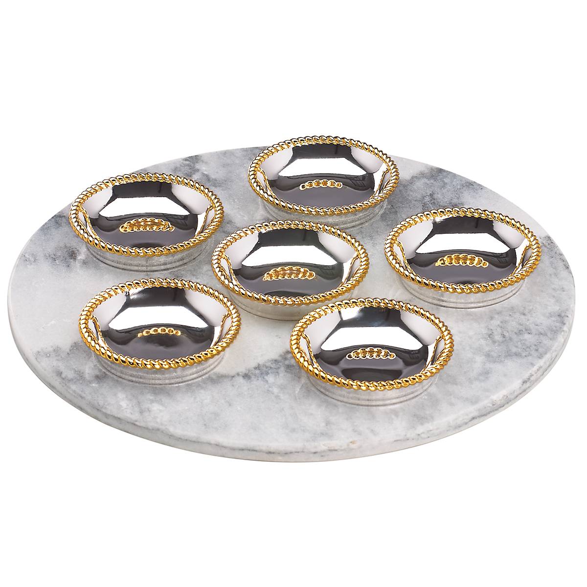 Elegant Seder Plate with Marble Slate & Gold Accents | Roseland Collection