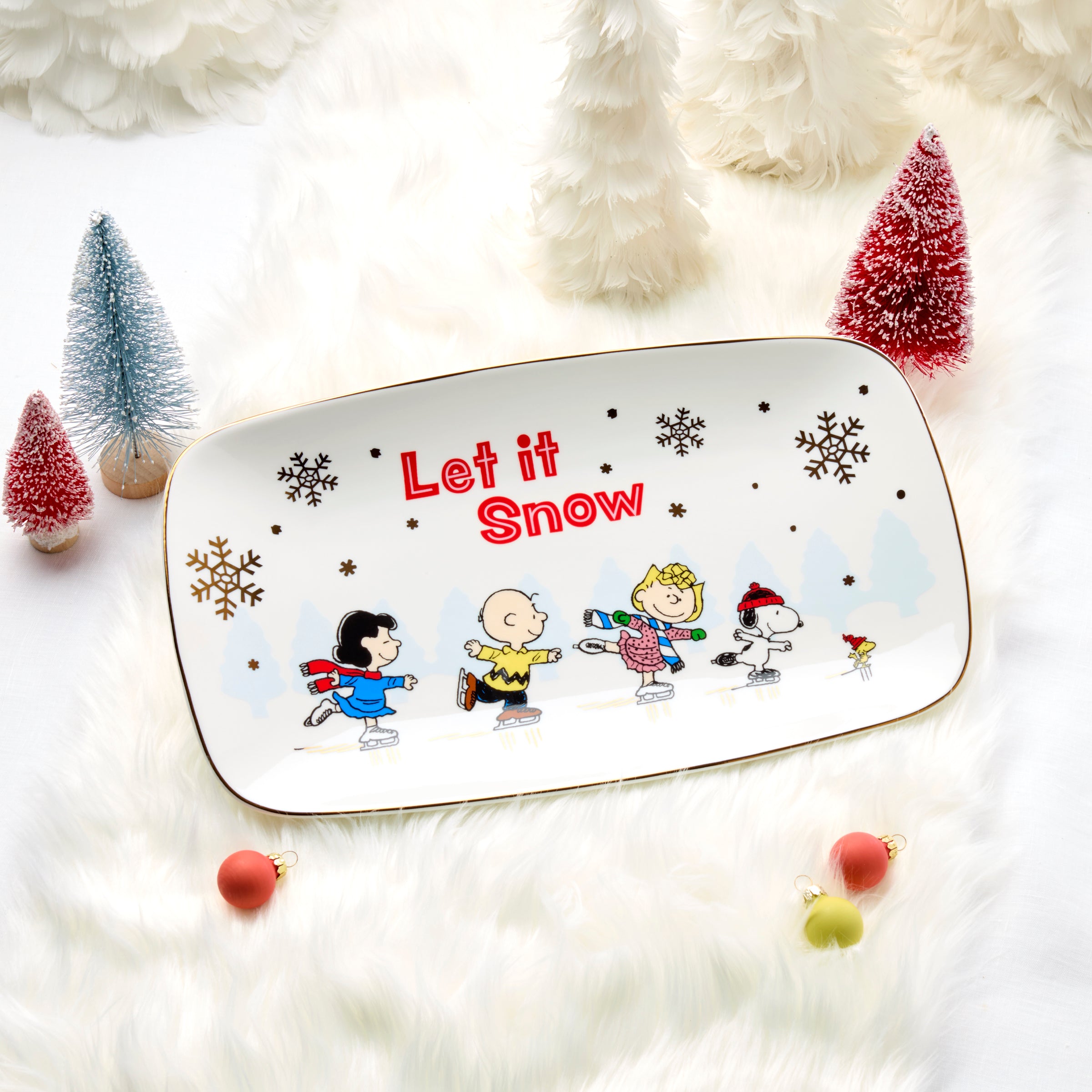 Peanuts Snoopy Skating Appetizer Tray for Holidays | Woodstock