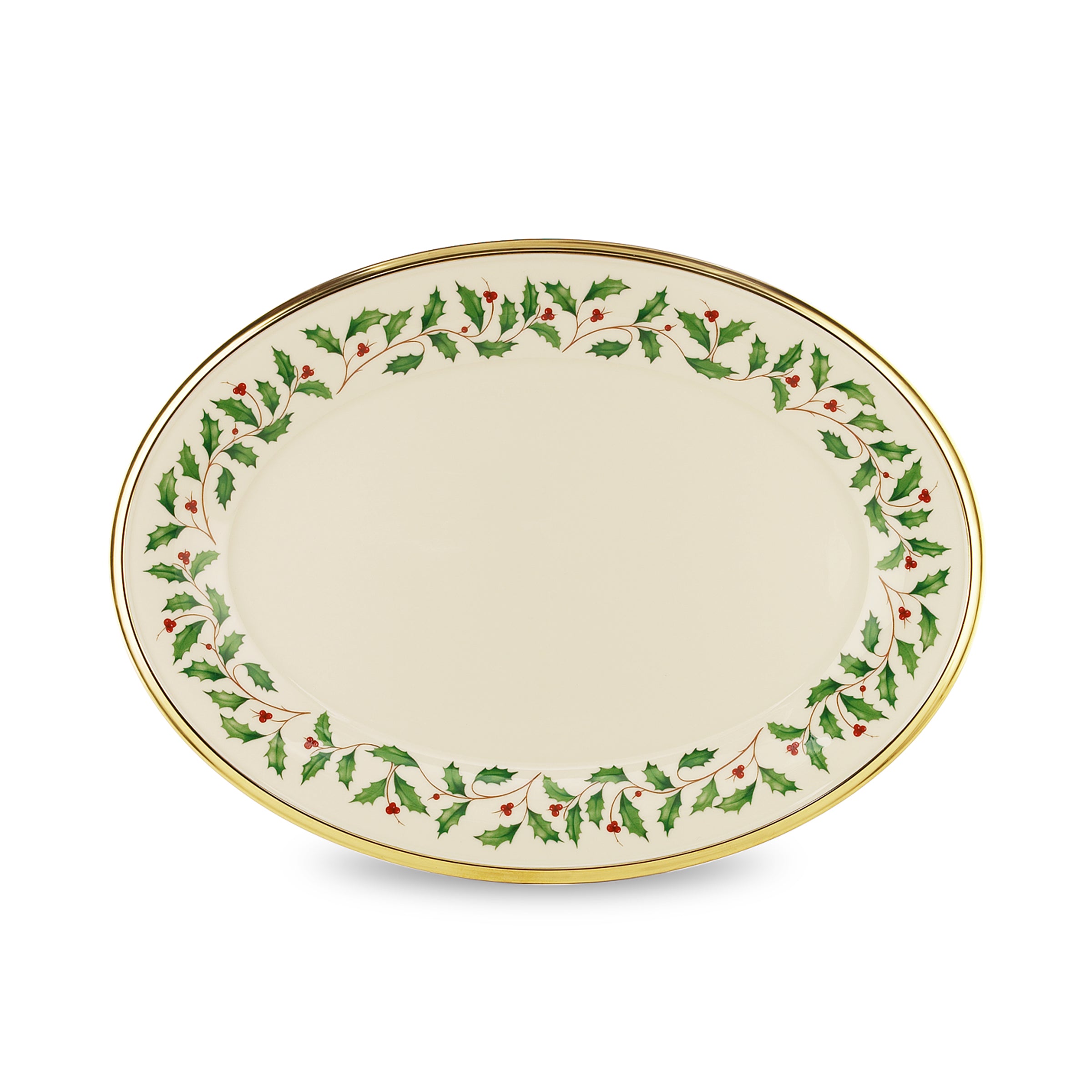 Holiday Oval Platter with Gold Rim - Lenox Bone China