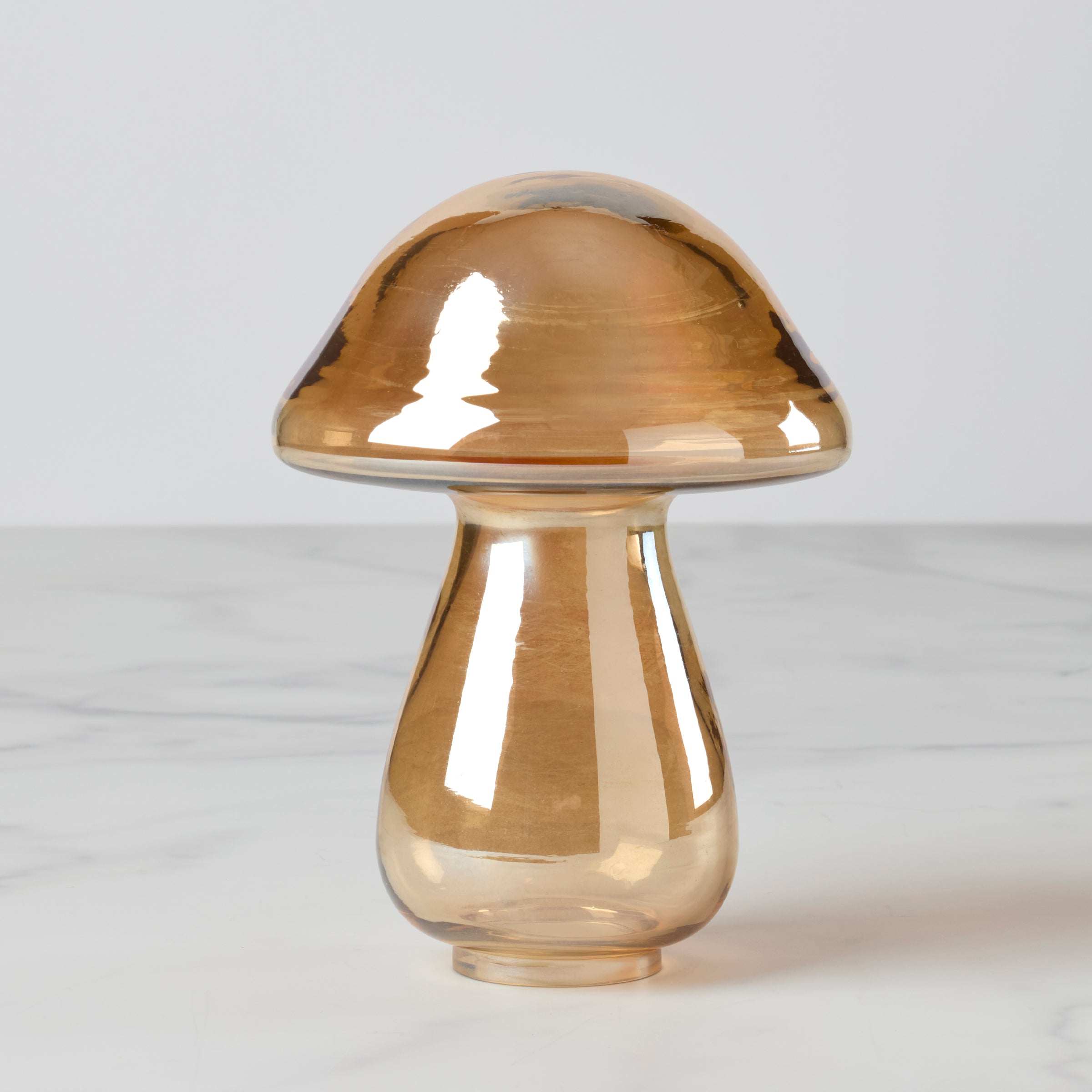 Gold Luster Glass Mushroom Decor for Home & Holidays | Whimsical Shimmer