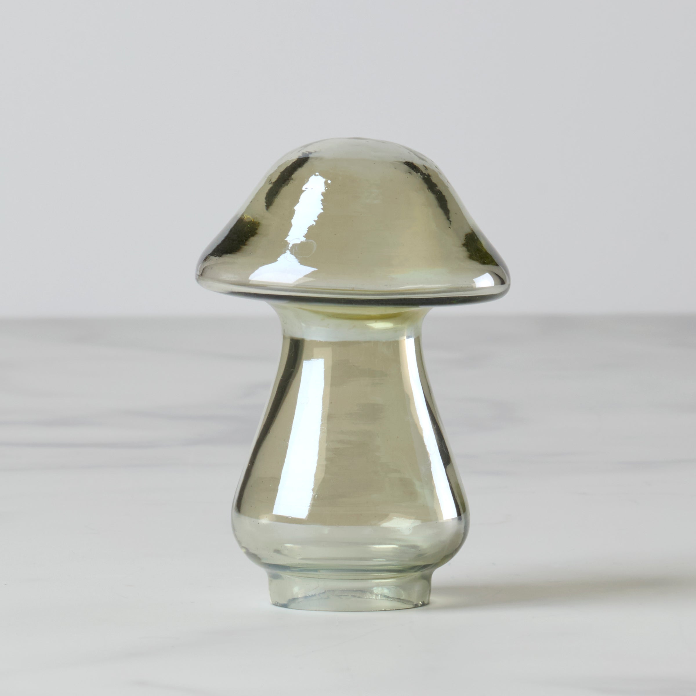 Green Luster Glass Mushroom Decor | Whimsical Holiday Accent