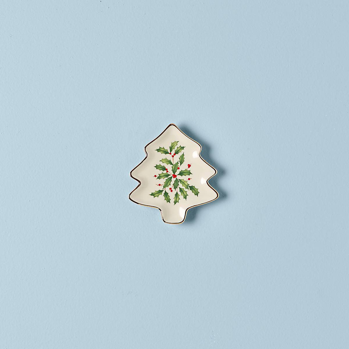Holiday Tree Plate with Gold Accents & Holly Motif | Lenox