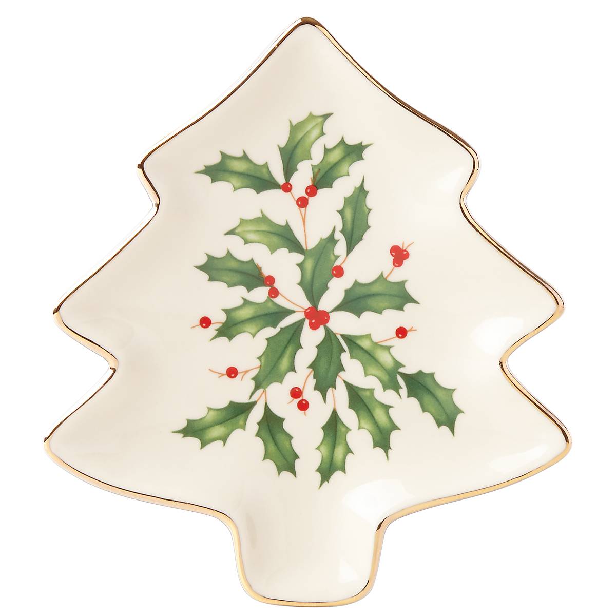 Holiday Tree Plate with Gold Accents & Holly Motif | Lenox