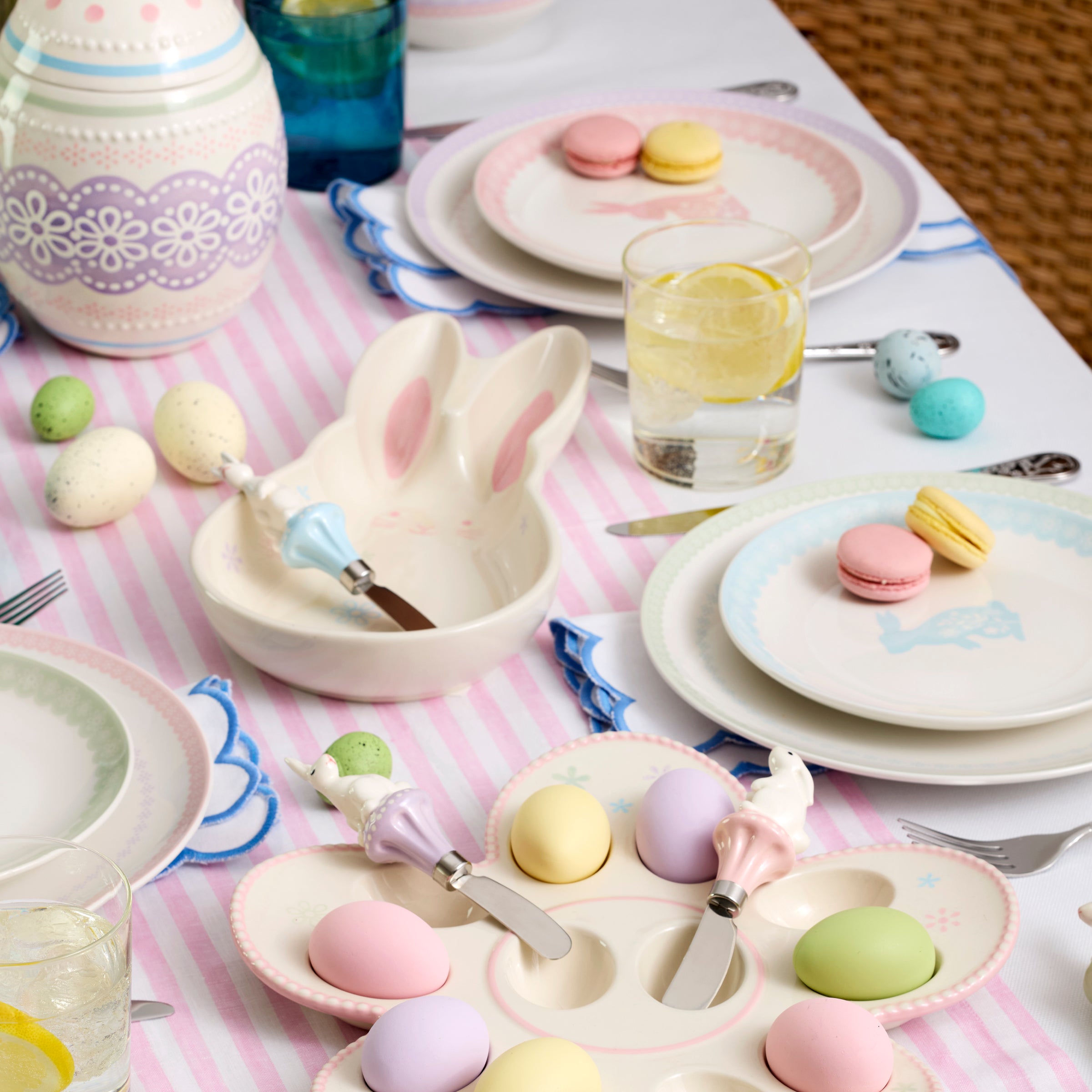 Easter Bunny Accent Plates - Set of 4 Porcelain Plates for Spring