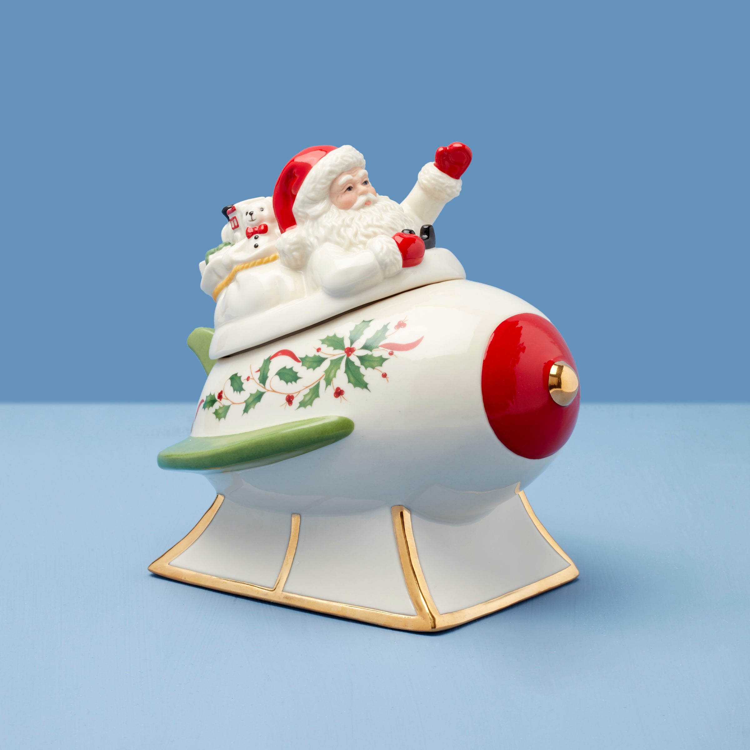 Santa Rocket Candy Dish for Christmas Table Decor | Holiday Dinnerware