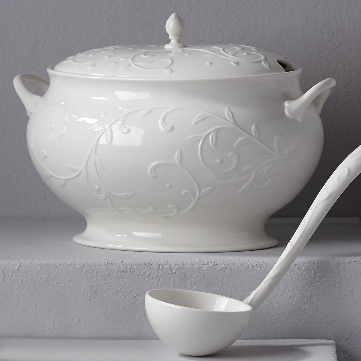 Ceramic Soup Tureen Set with Ladle & Lid | Opal Innocence
