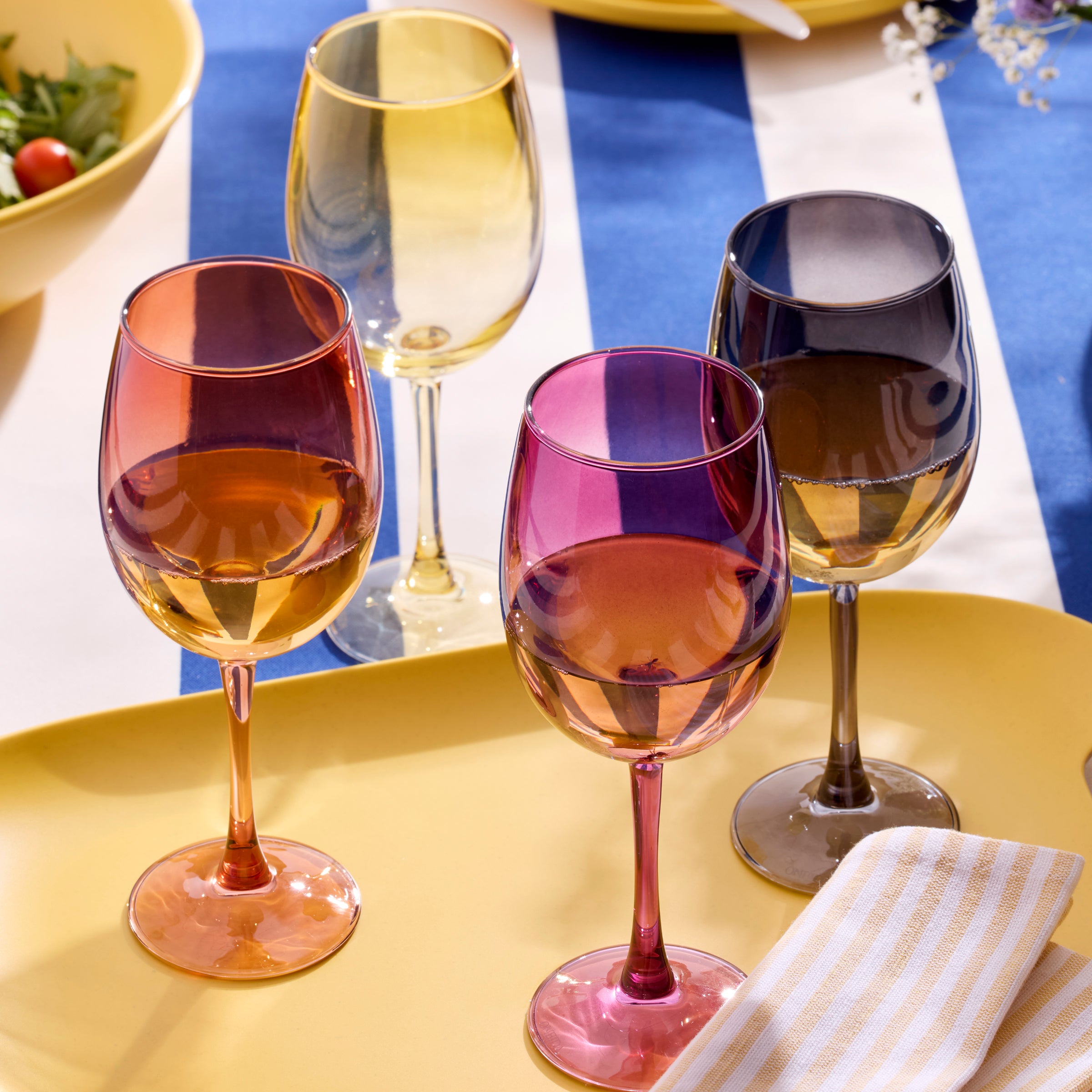 Ombre Wine Glasses Set of 4 for Cocktails & Brunch | Golden Hour