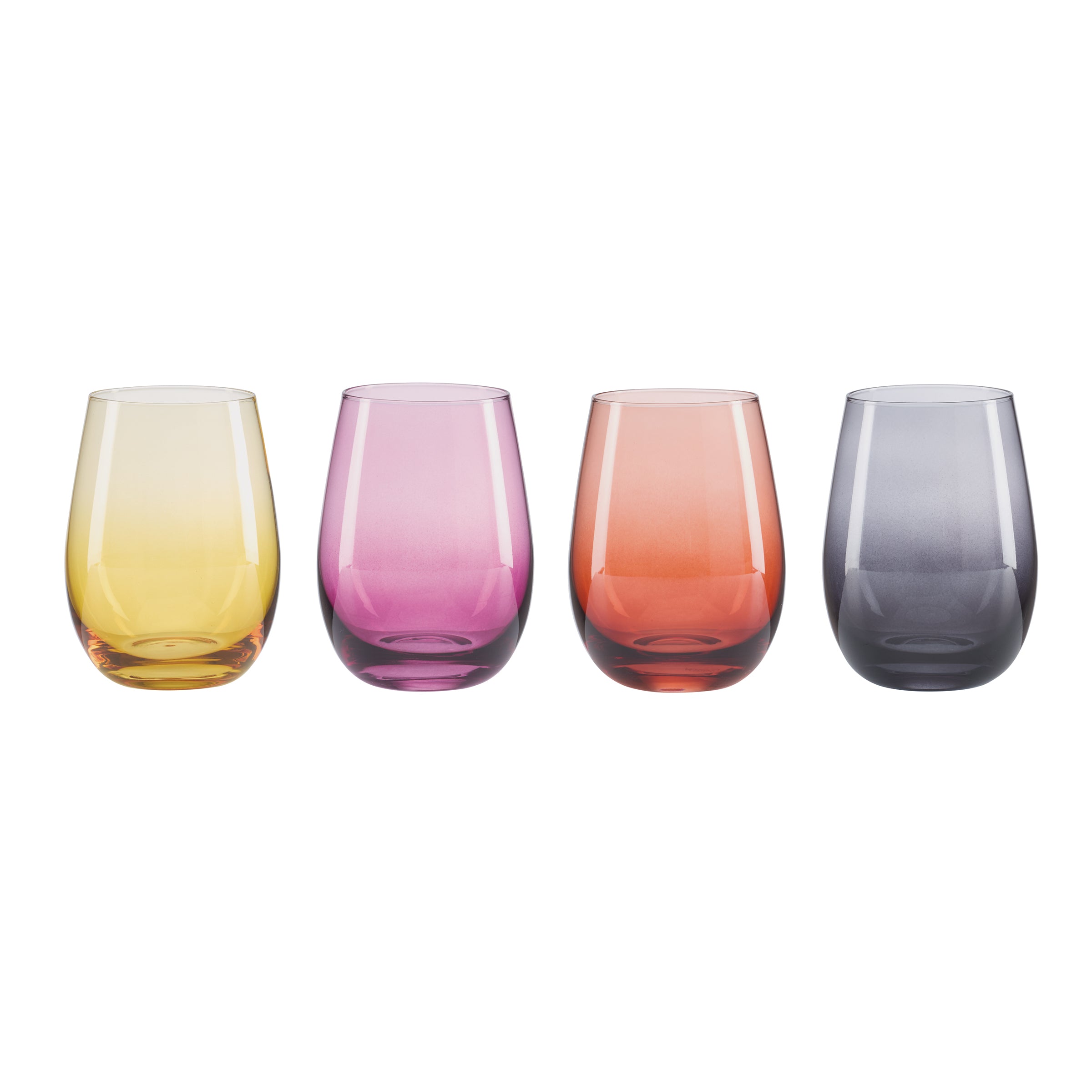 Ombre Stemless Wine Glasses Set of 4 for Cocktails & Brunch | Golden Hour