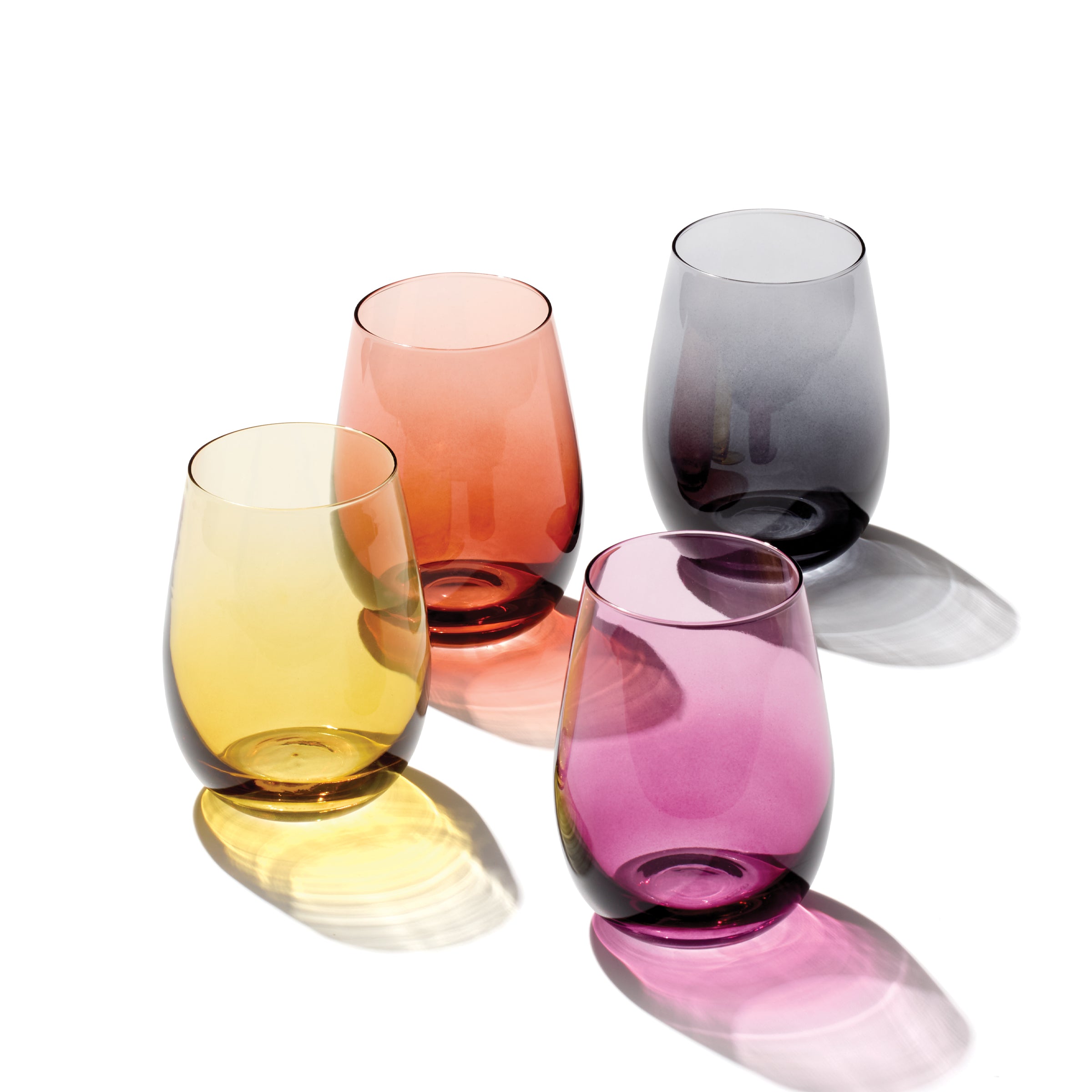 Ombre Stemless Wine Glasses Set of 4 for Cocktails & Brunch | Golden Hour