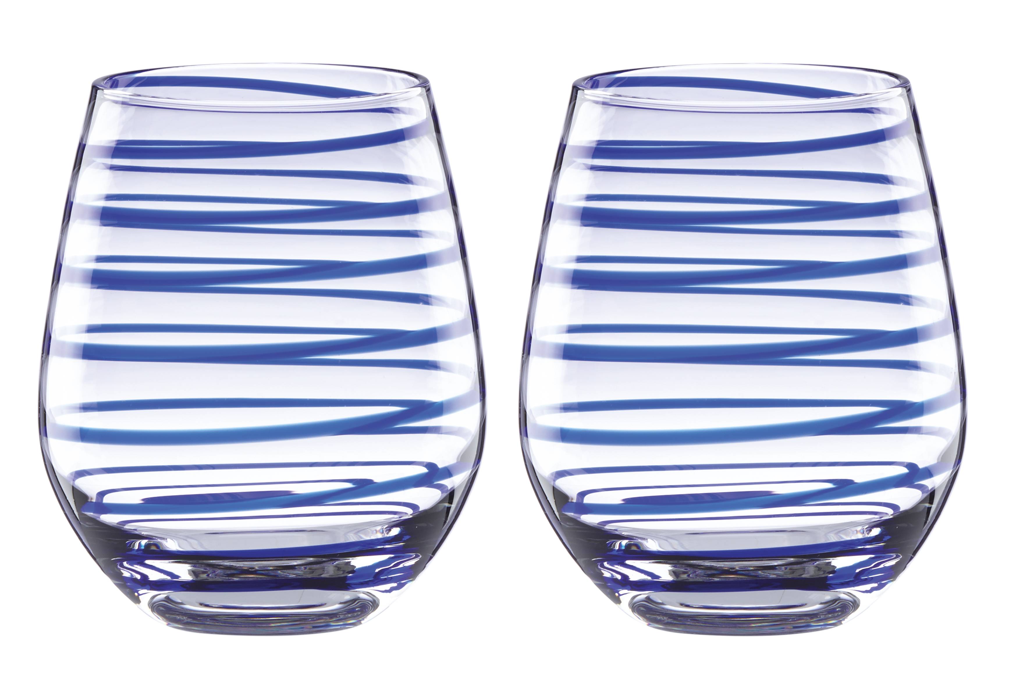 Stemless Wine Glasses Set of 2 with Decorative Rings | Charlotte Street