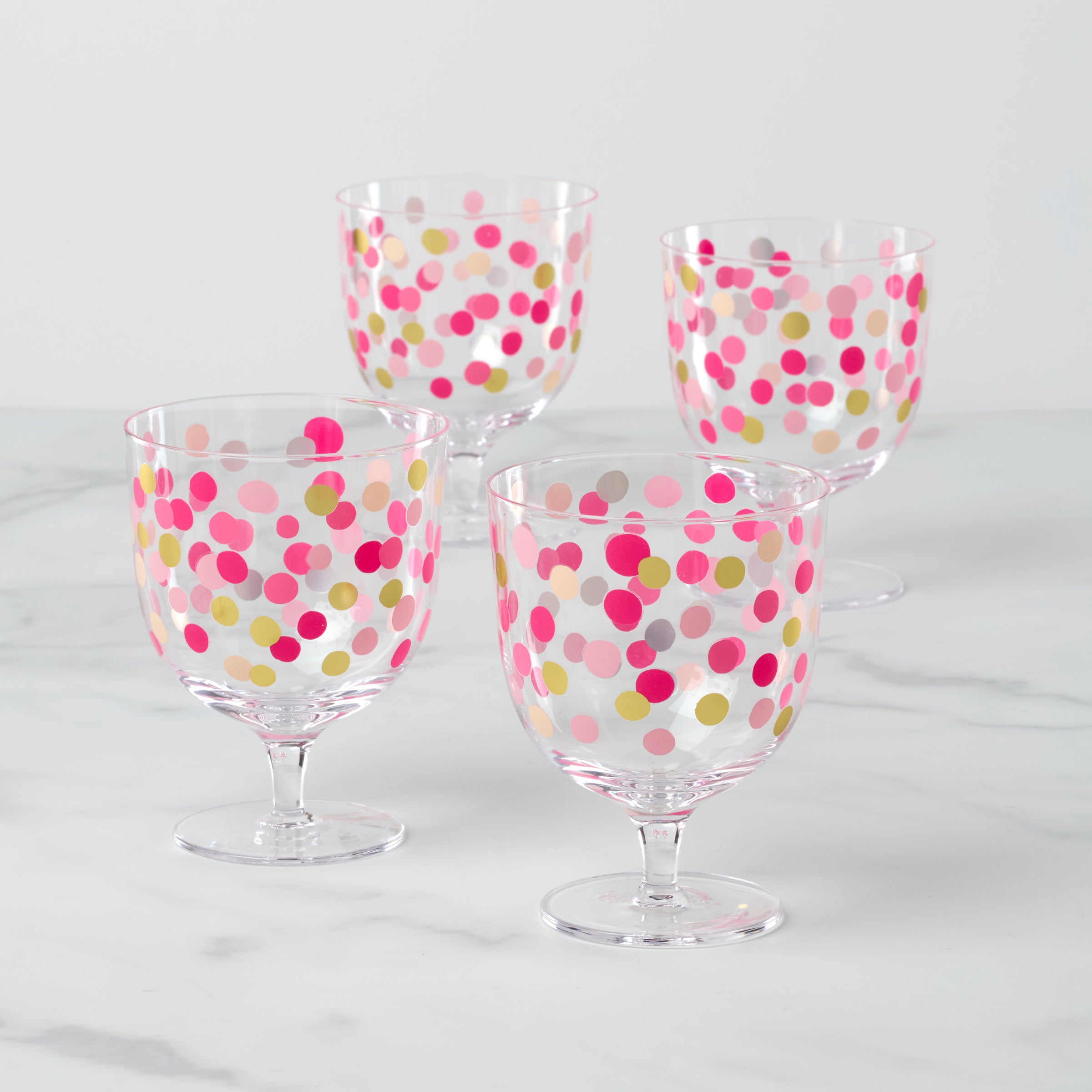 Confetti Wine Glasses Set of 4 - Short Stem Party Glasses
