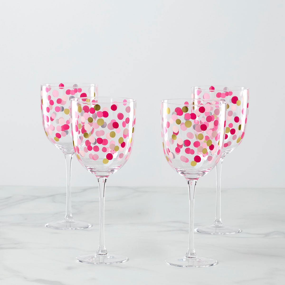 Confetti Wine Glasses Set of 4 for Celebrations | Party Essentials