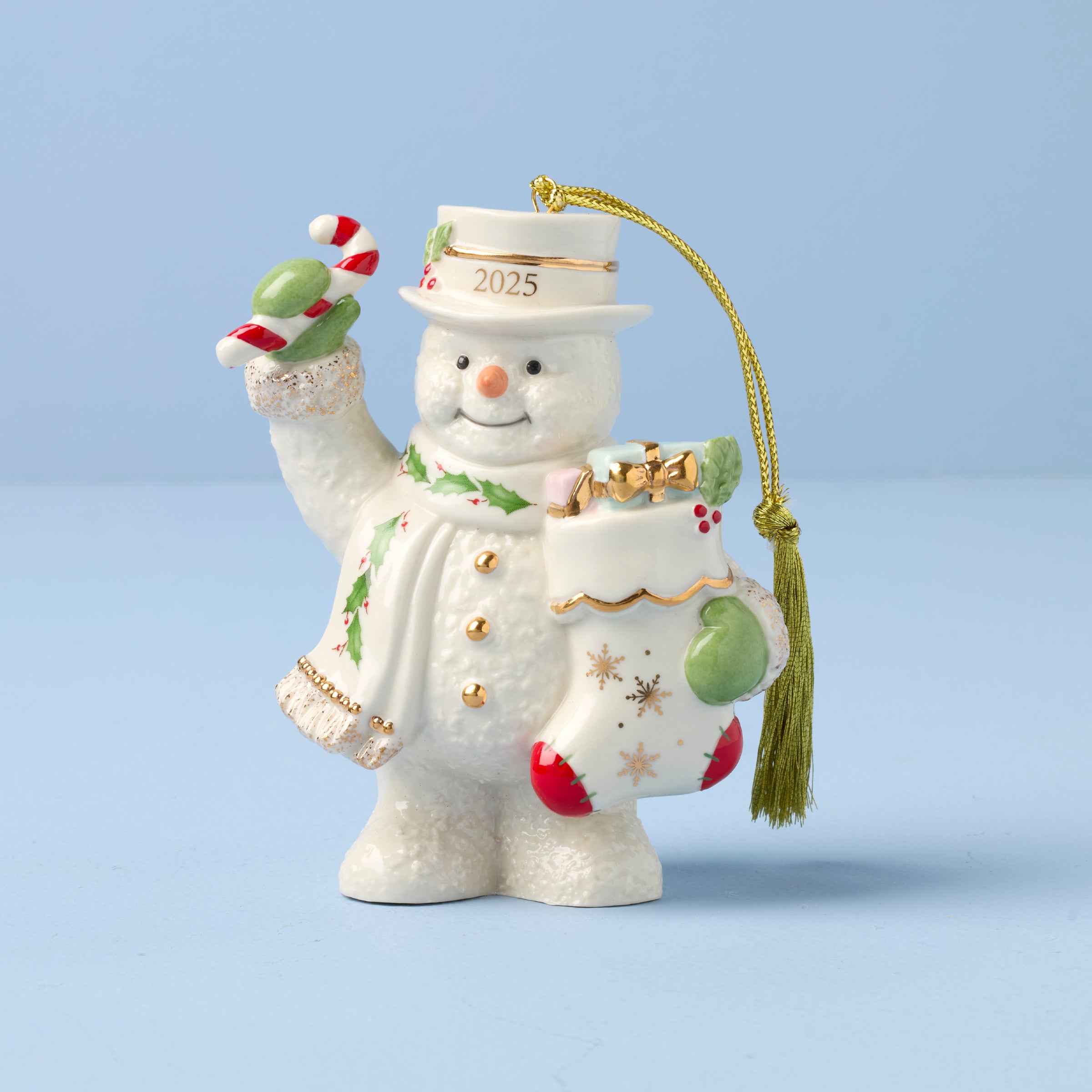 2025 Snowman Ornament with Festive Stocking | Holiday Collectible
