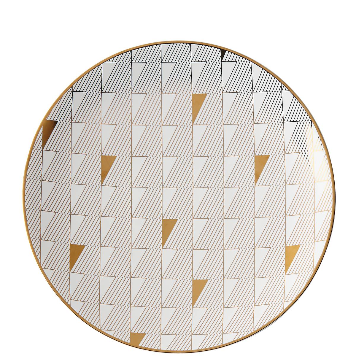 White Gold Geometric Salad Plate | Microwave & Dishwasher Safe | Trianna