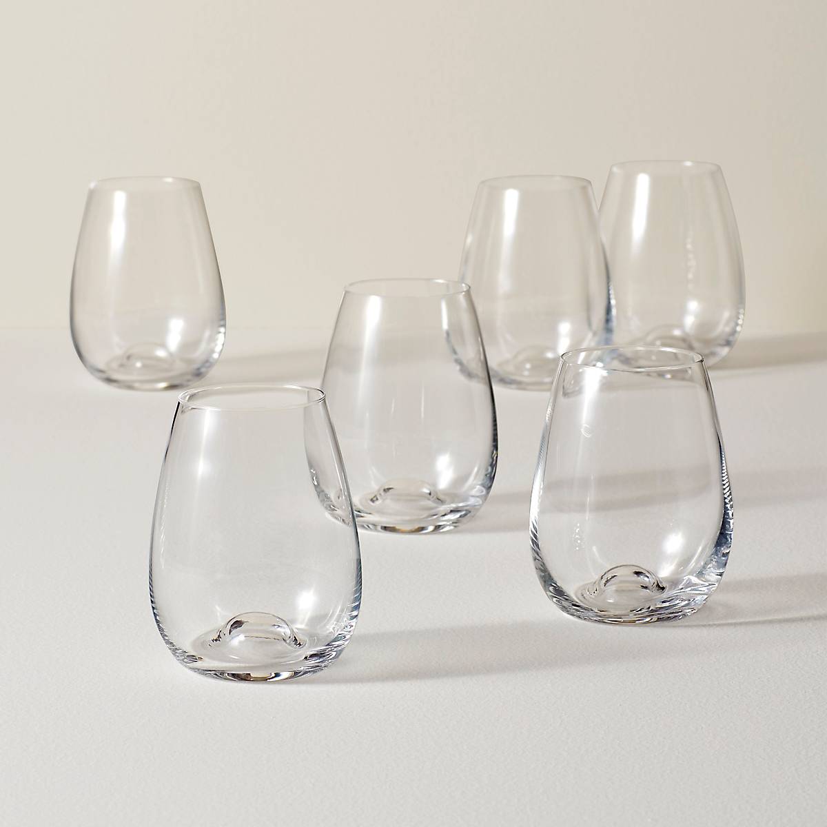 Stemless Wine Glasses Set of 6 - Durable, Dishwasher-Safe | Tuscany Classics