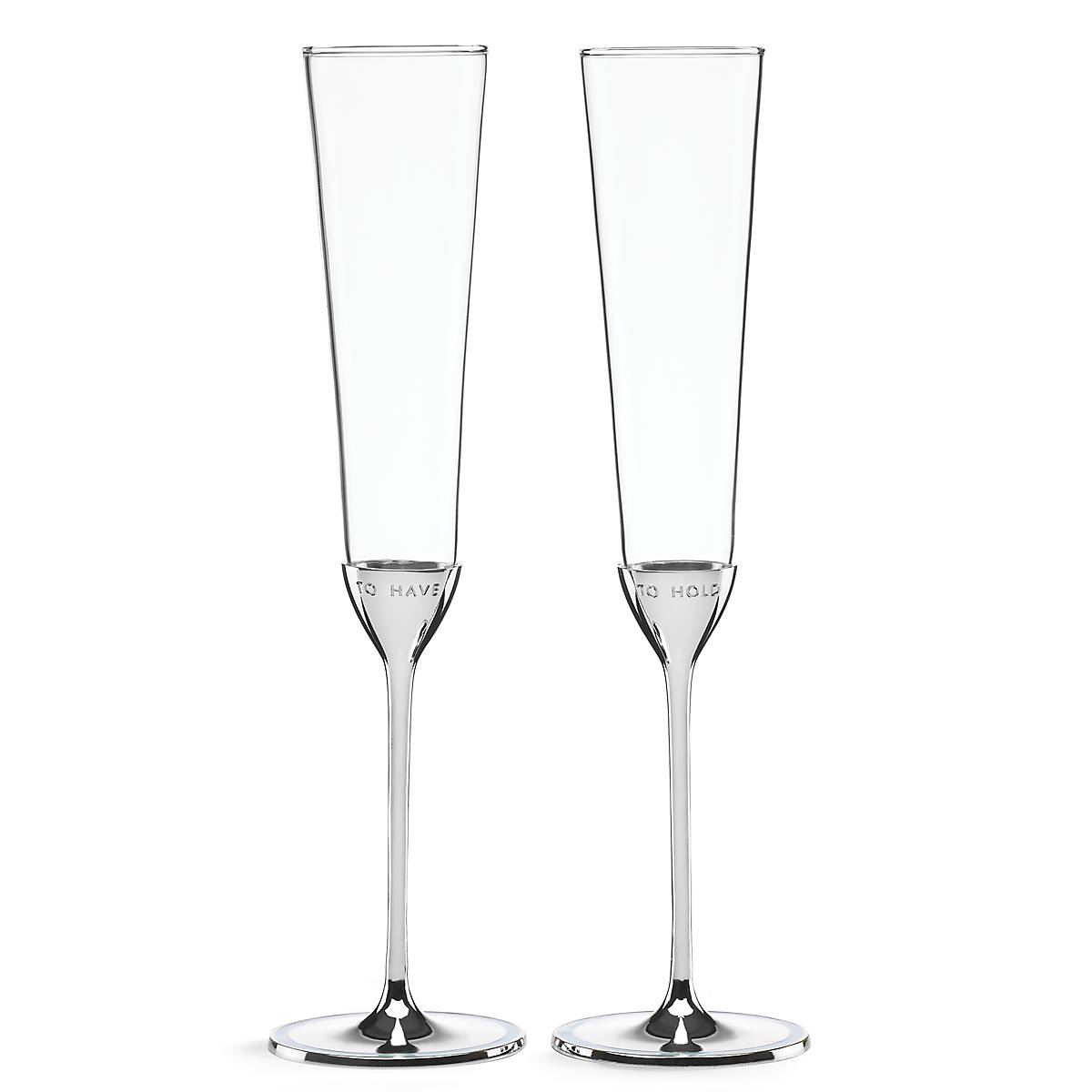 Silverplate Champagne Flute Set with Enamel Details | Take The Cake