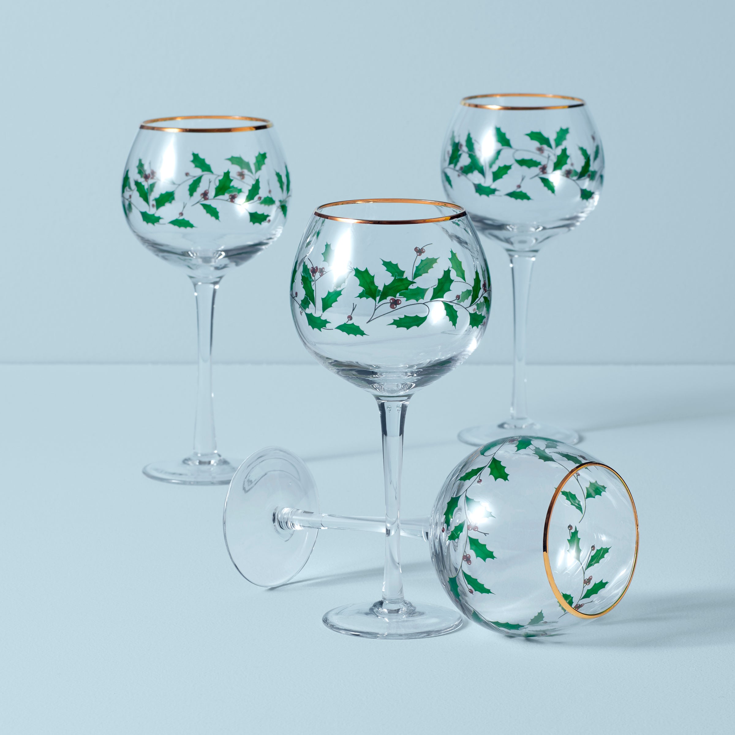 Gold-Accented Holiday Wine Glasses Set of 4 | Christmas Dinner