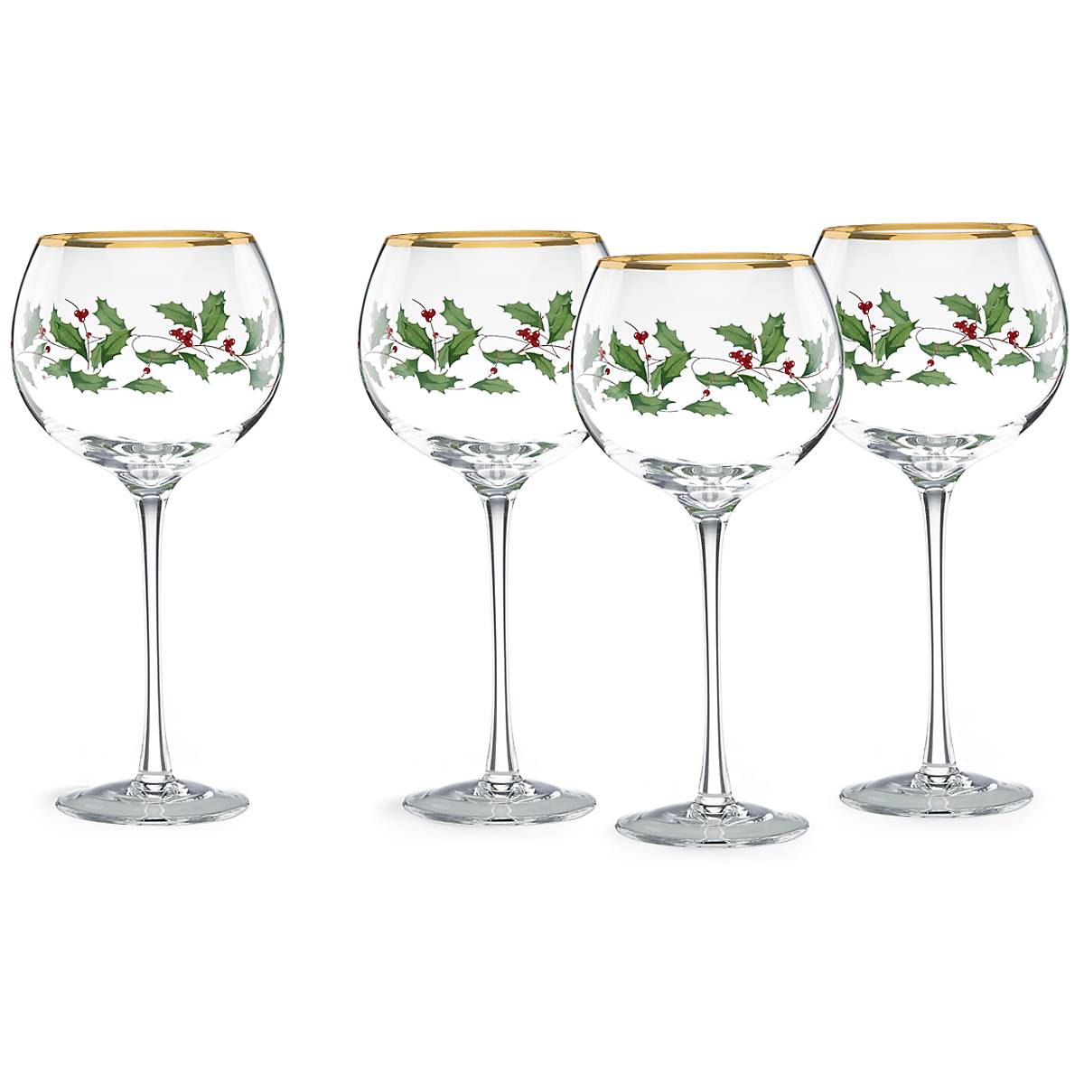 Gold-Accented Holiday Wine Glasses Set of 4 | Christmas Dinner