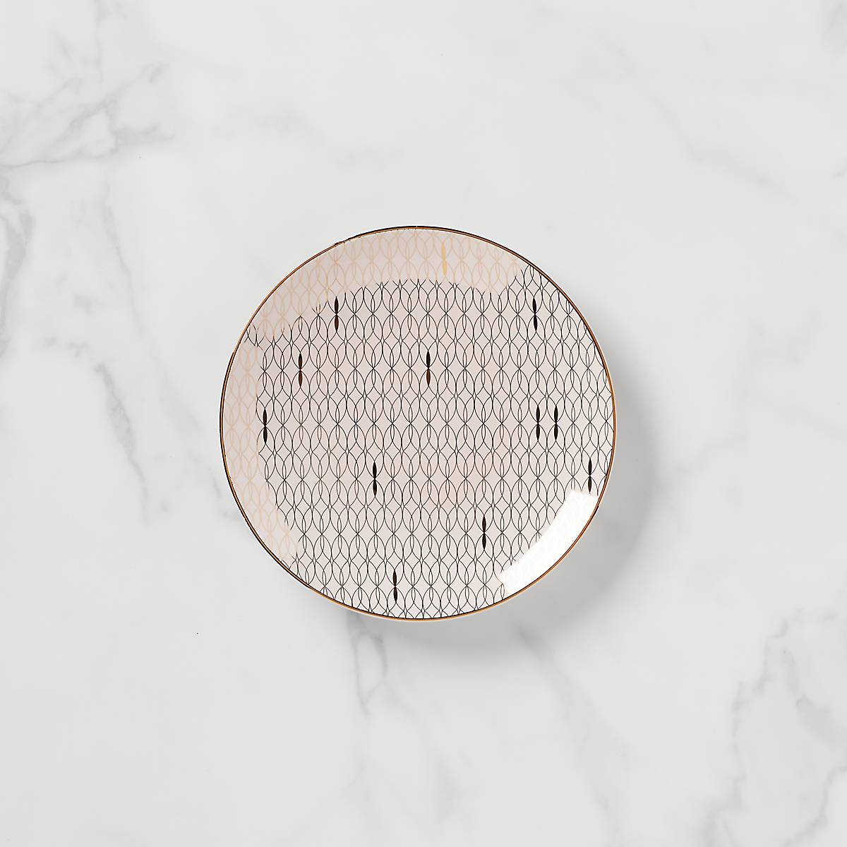 Gold Trim Blush Pink Salad Plate | Trianna Ceramic Coupe