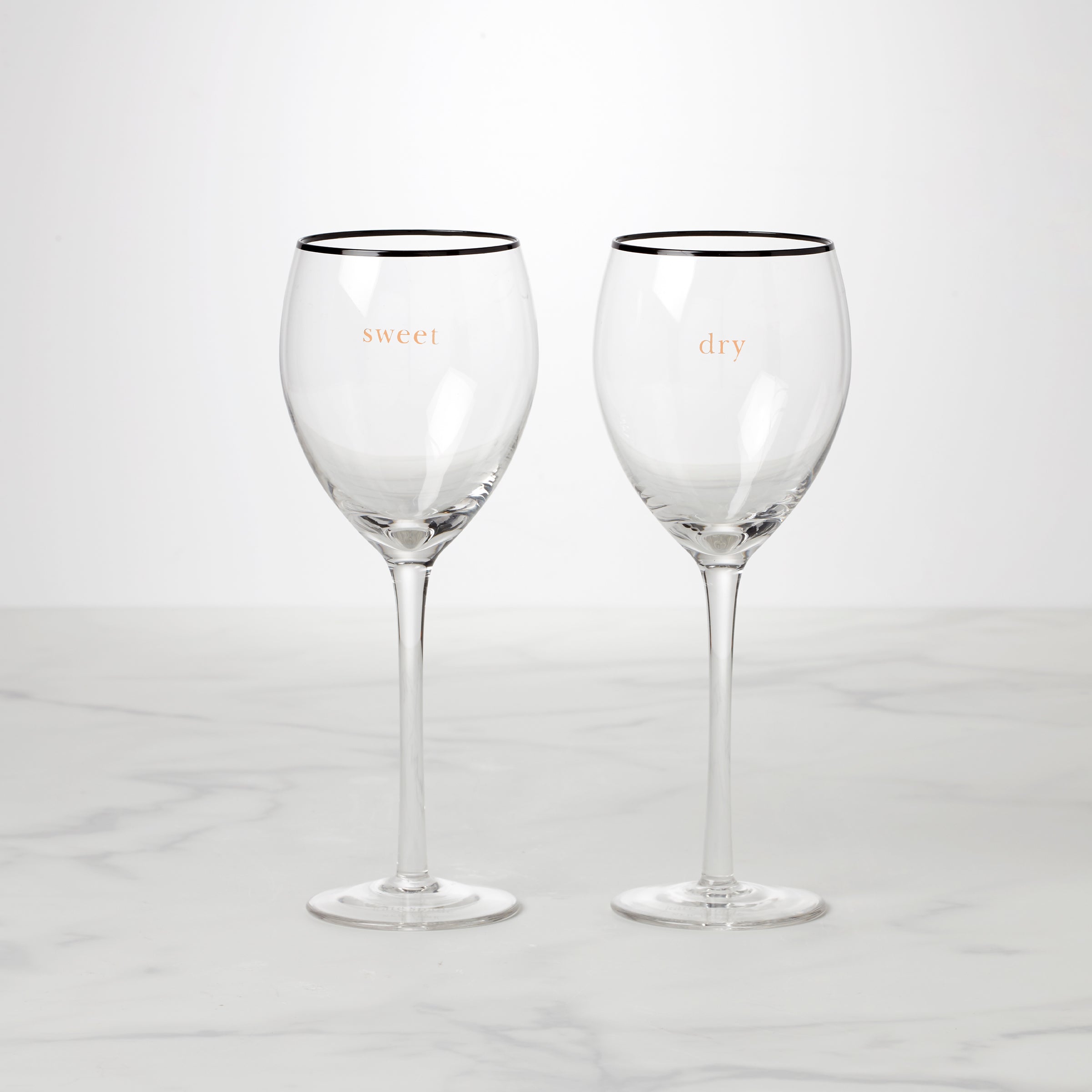 Sweet & Dry Wine Glasses Set of 2 - Cheers To US