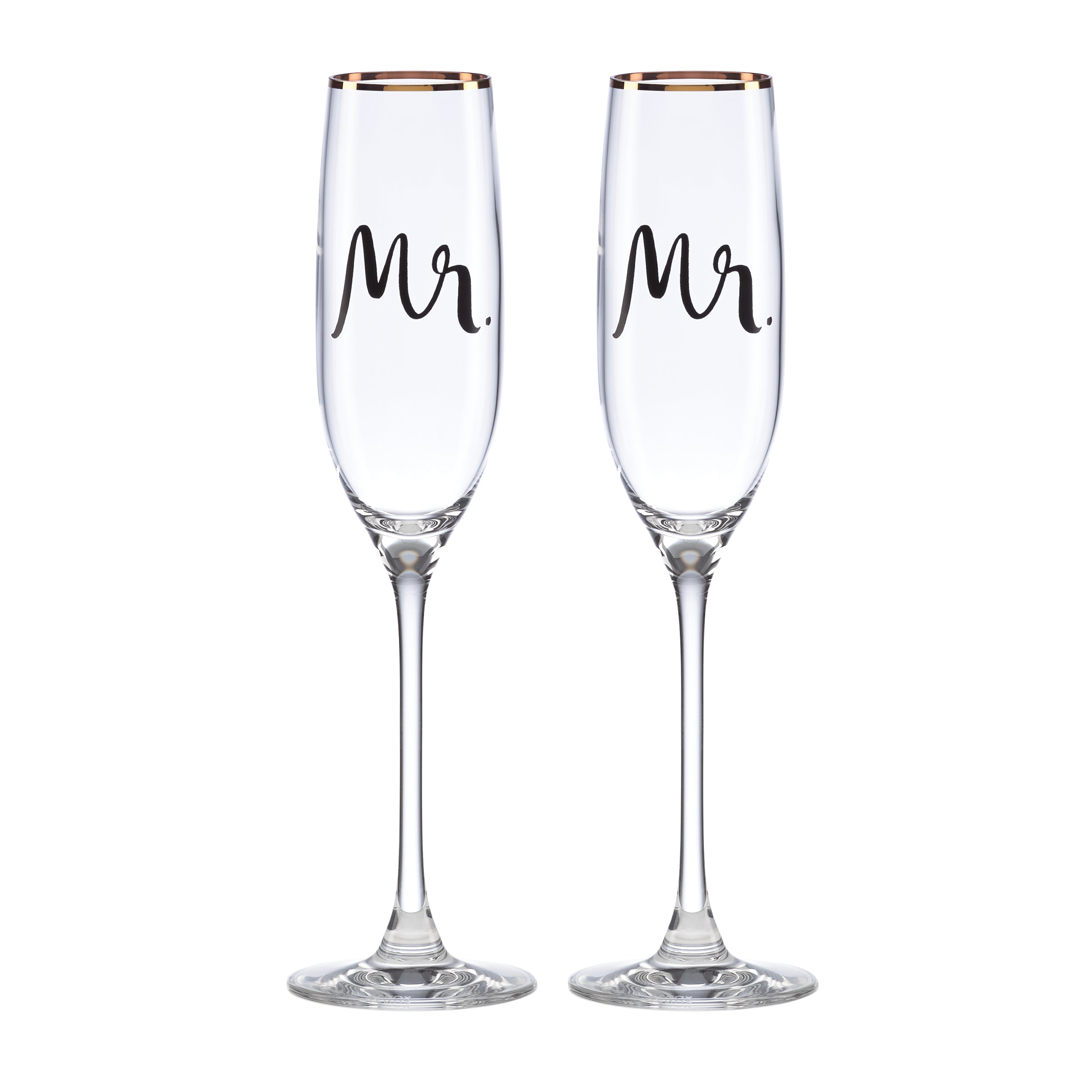 Mr. & Mr. Champagne Flutes - Crystal Glass Set of 2 | Kate Spade