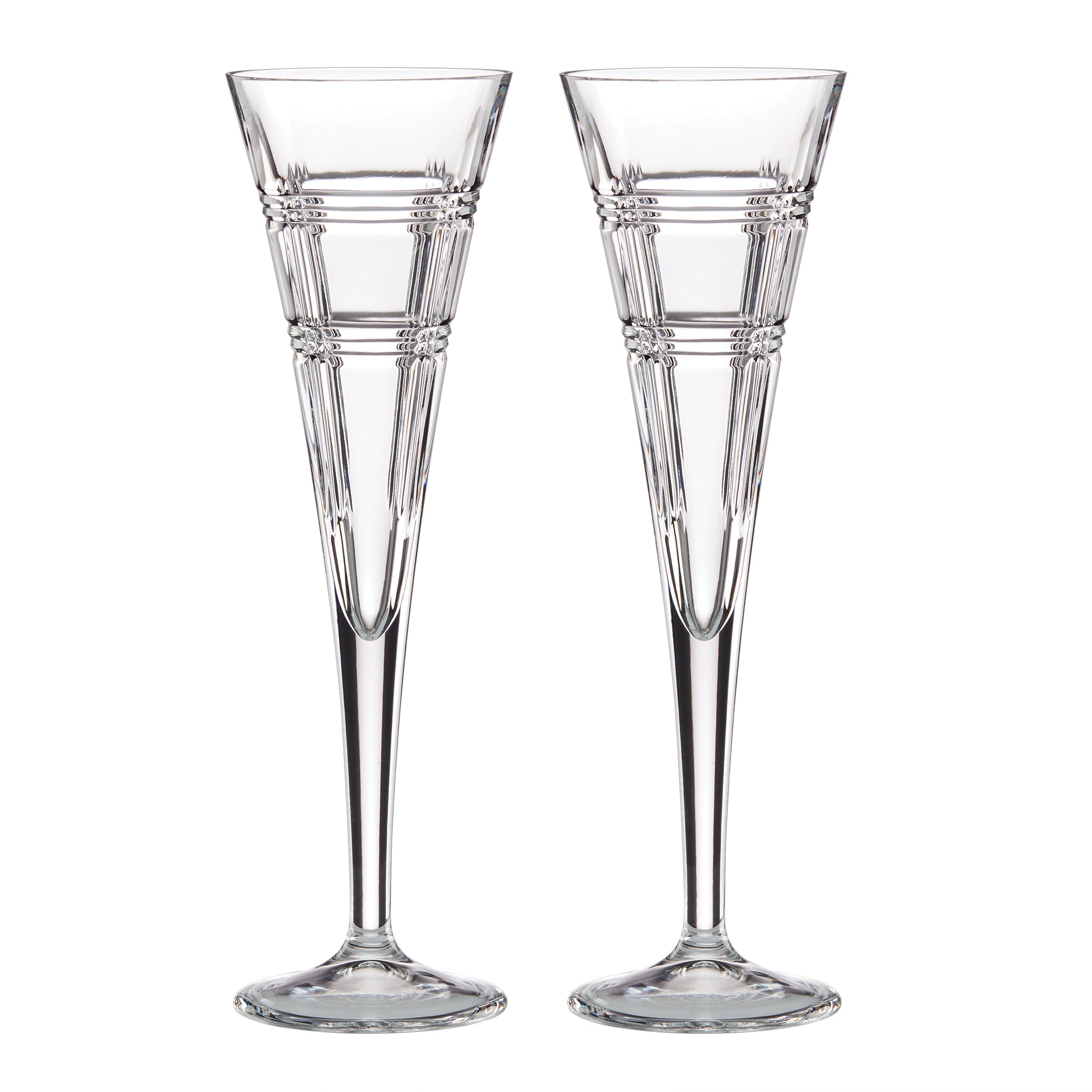Hand-Cut Crystal Toasting Flutes Set of 2 | Hudson Barware
