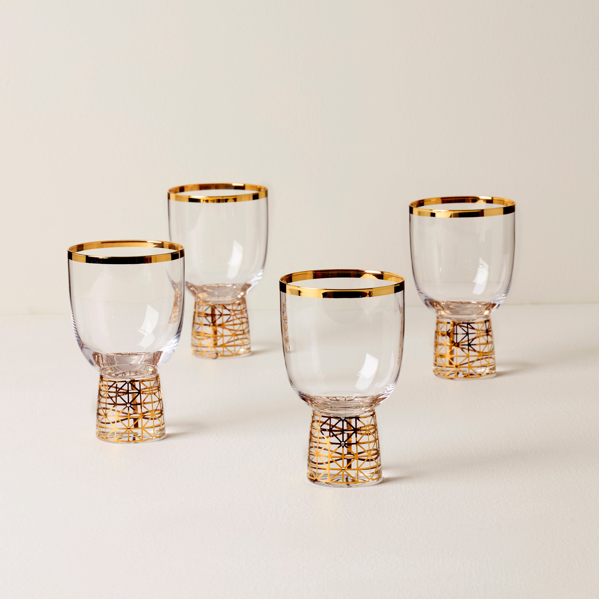 Gold Frost Wine Glasses Set of 4 with Geometric Design | Tuscany Classics