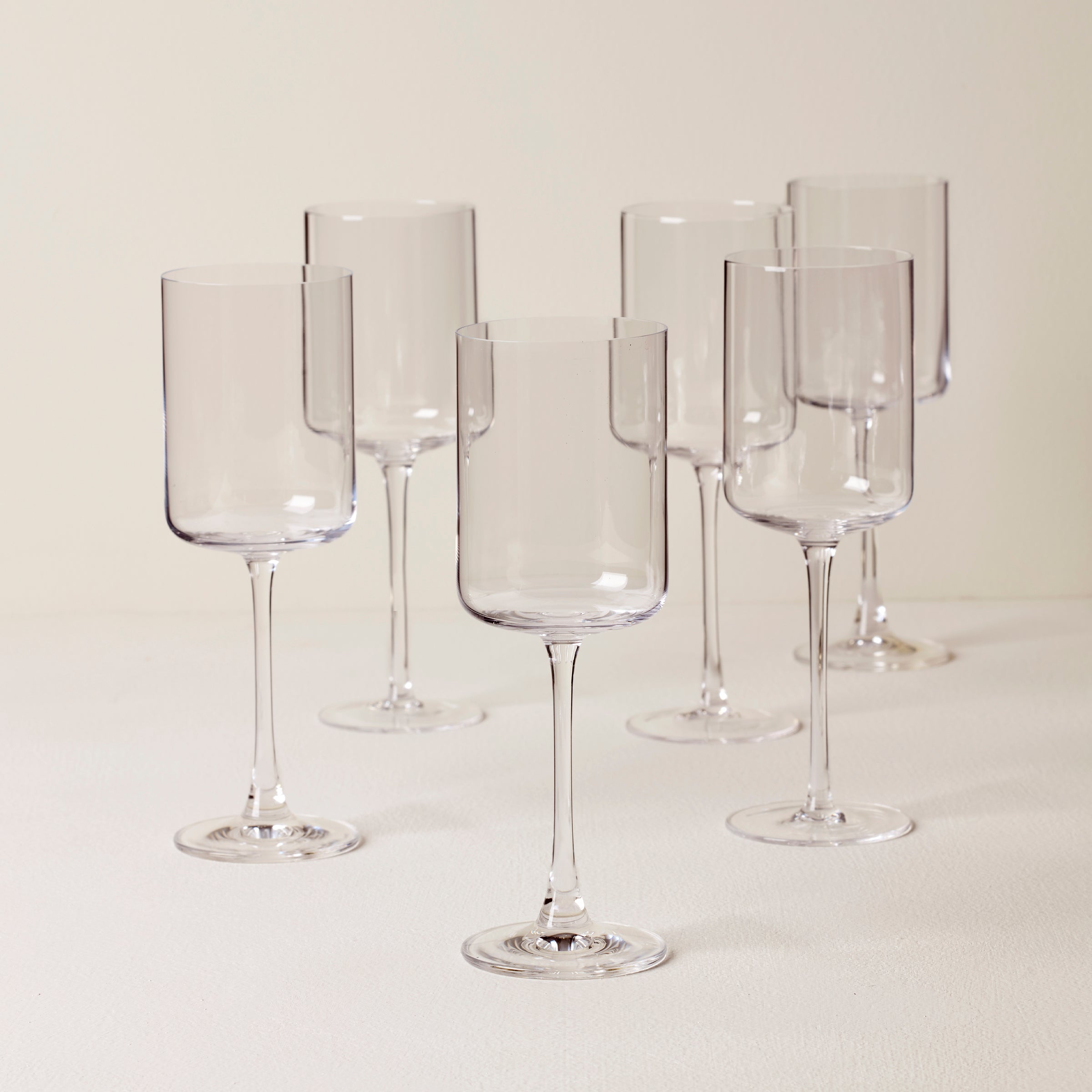 Red Wine Glasses Set of 6 - Straight Design & Durable European Glass | Tuscany Classics