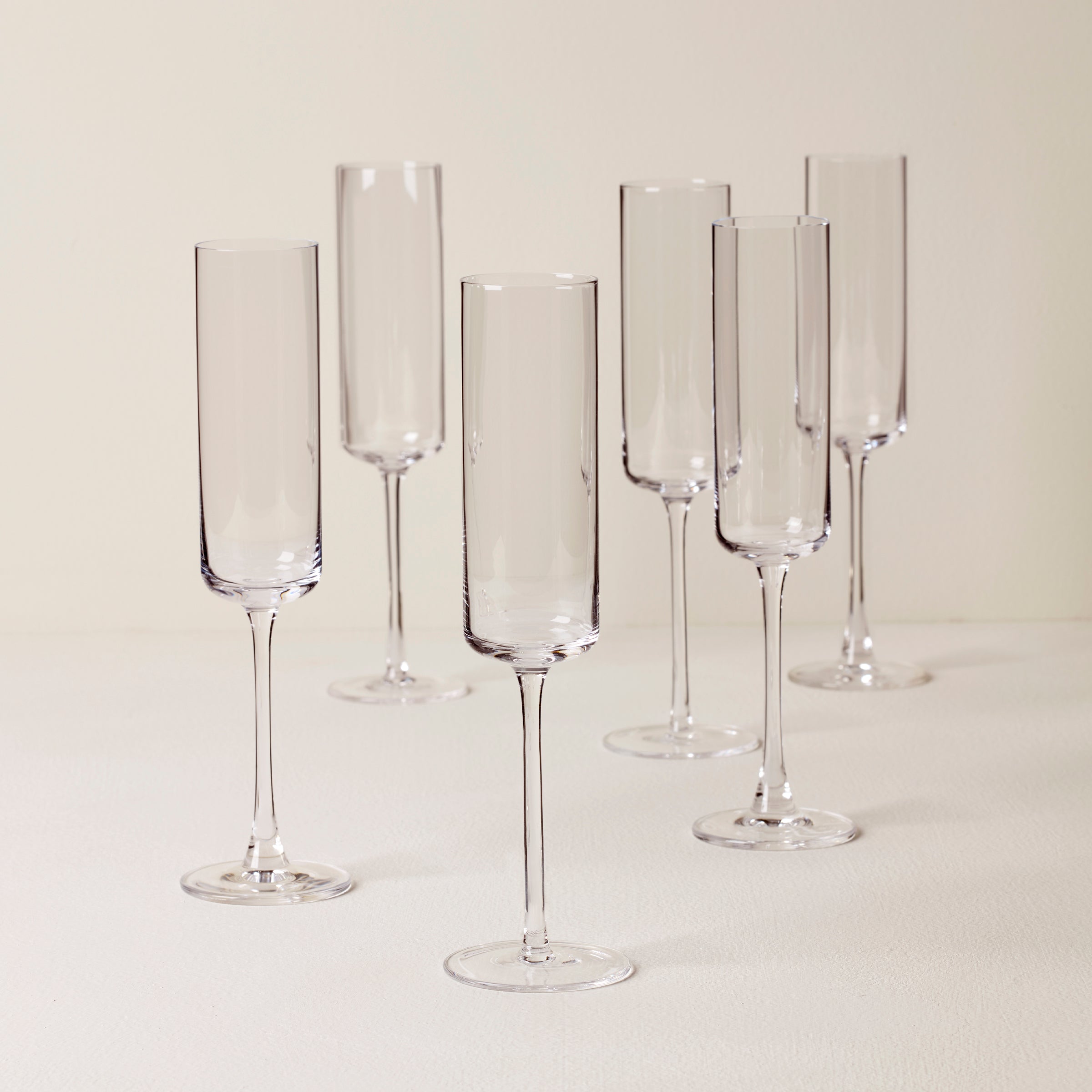 Straight Flute Glasses Set of 6 for Champagne & Cocktails | Tuscany Classics