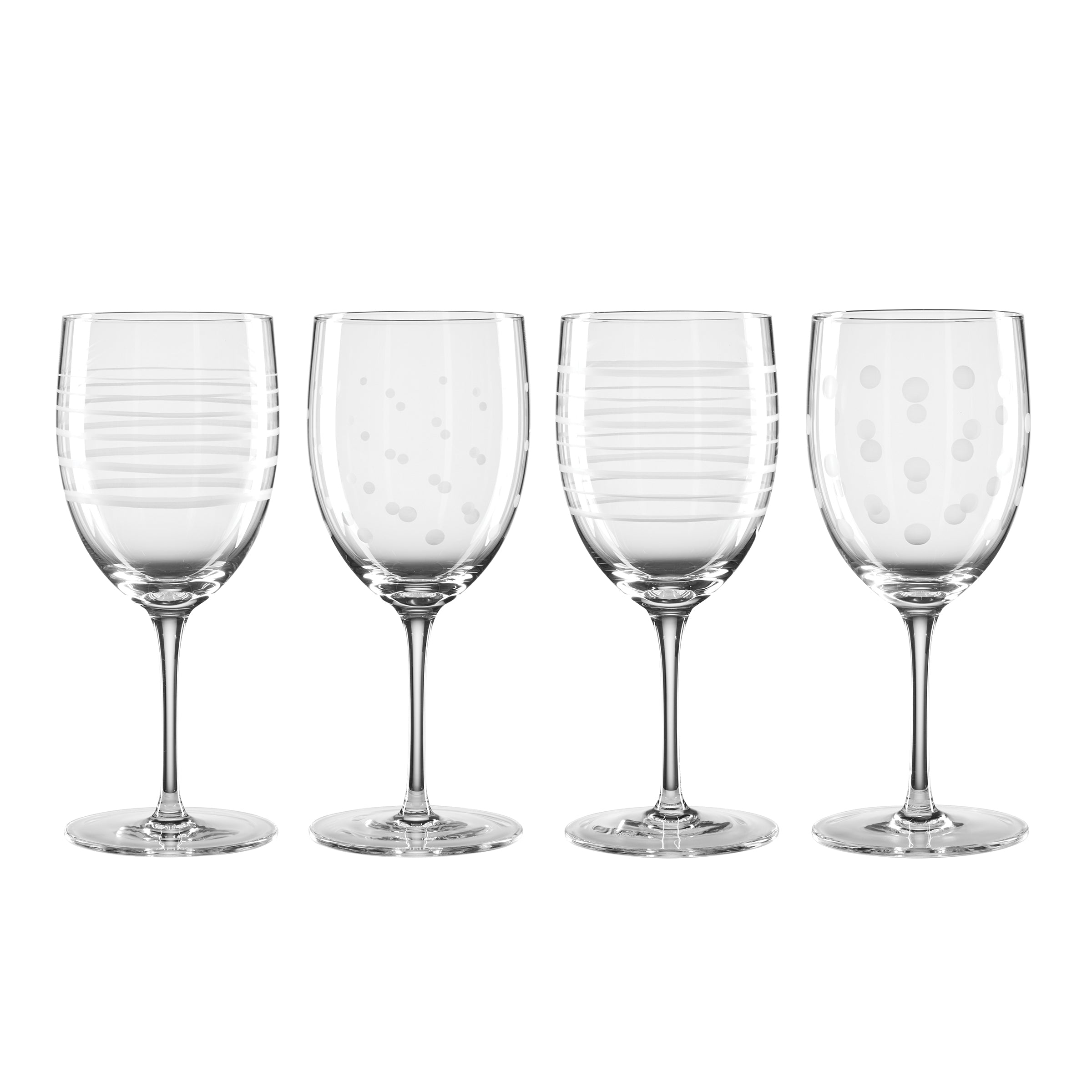 Elegant Wine Glasses Set of 4 with Etched Design | Mingle