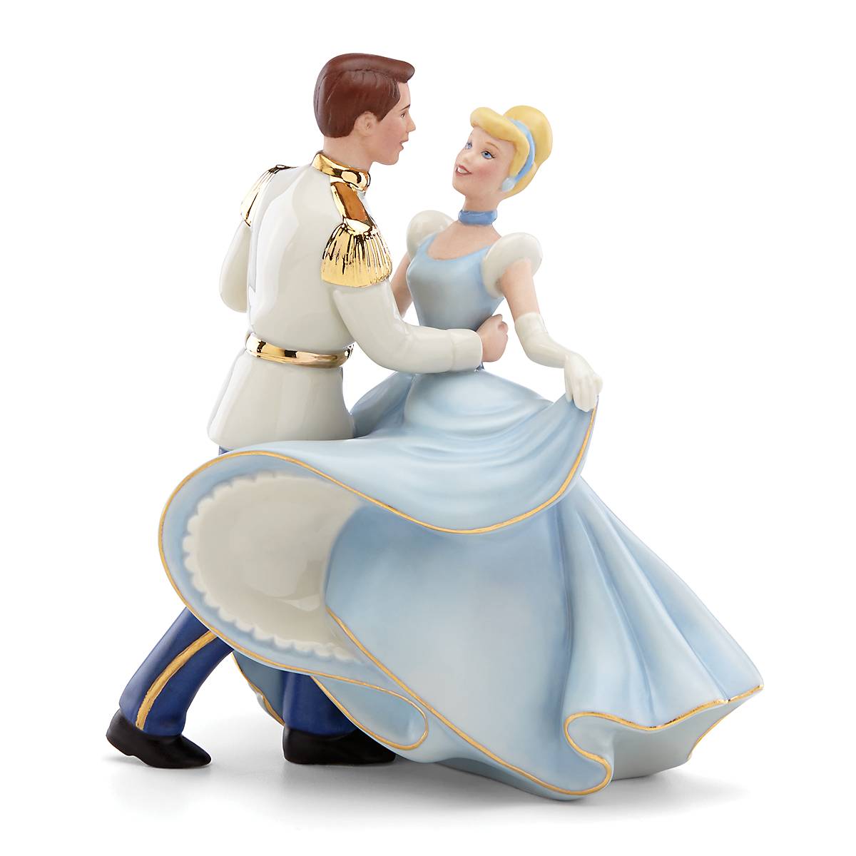 Hand-Painted Cinderella & Prince Charming Ceramic Figurine | 24K Gold Accents