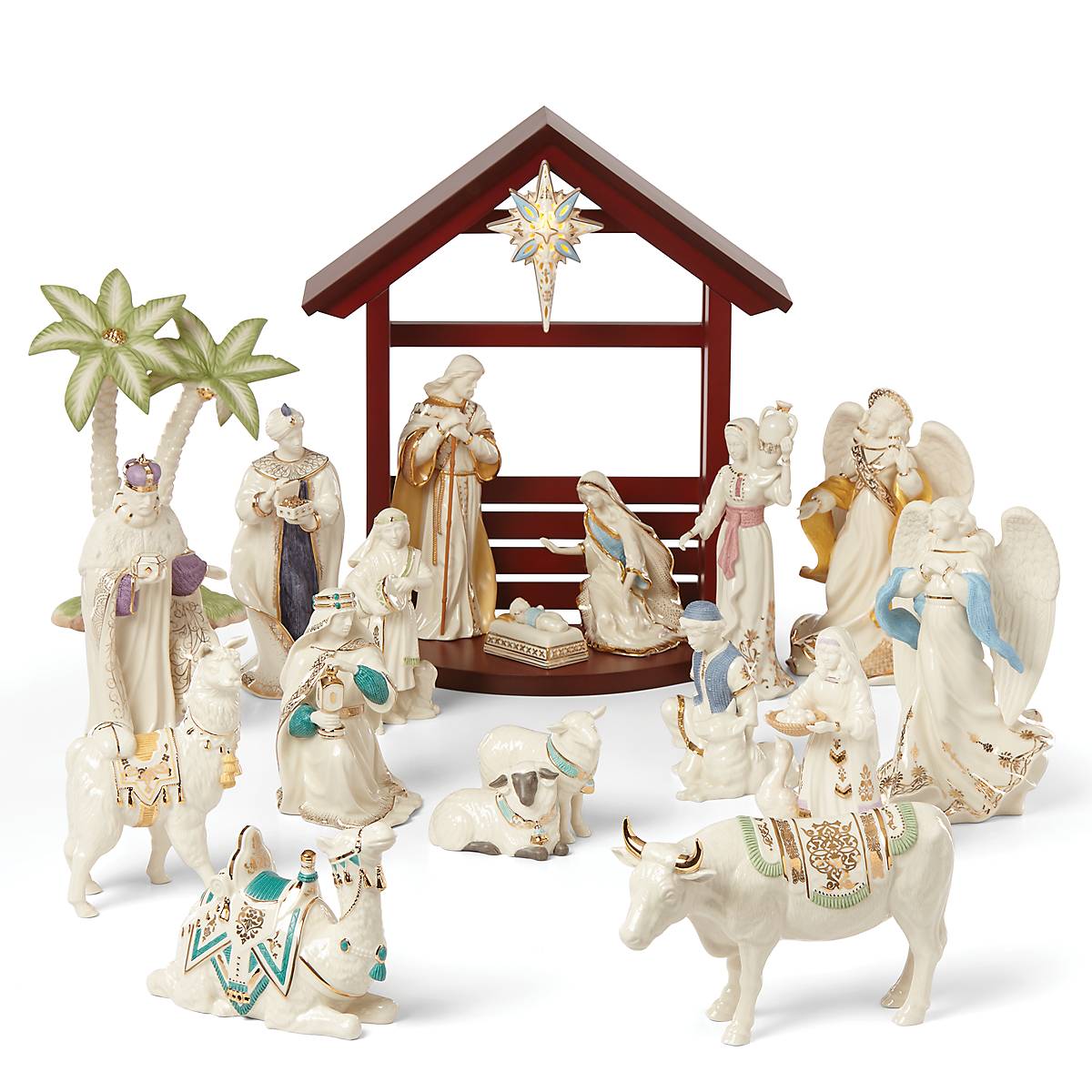 Hand-Painted Nativity Figurine with 24k Gold Accents | First Blessing