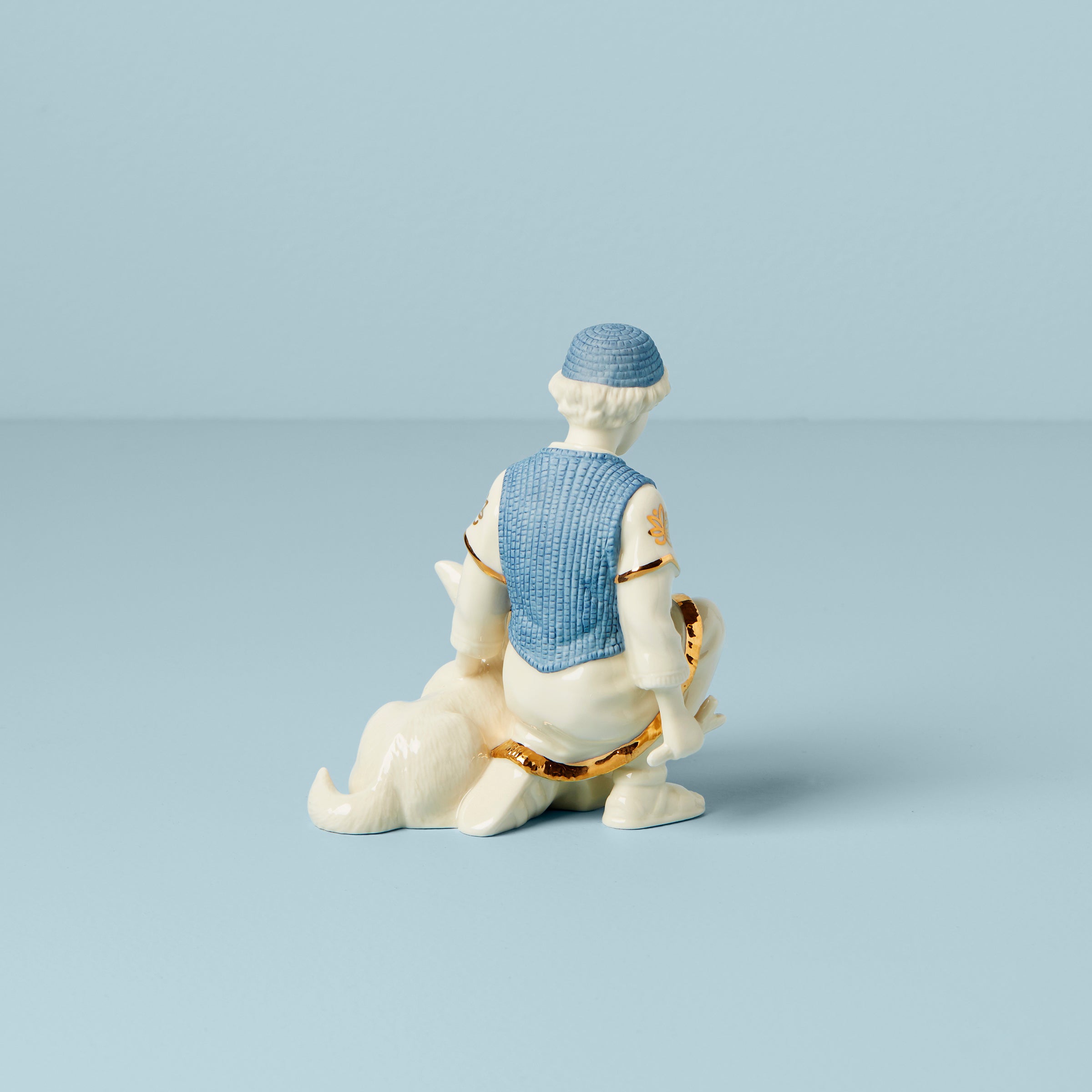 Nativity Shepherd & Dog Figurine with Gold Accents | First Blessing