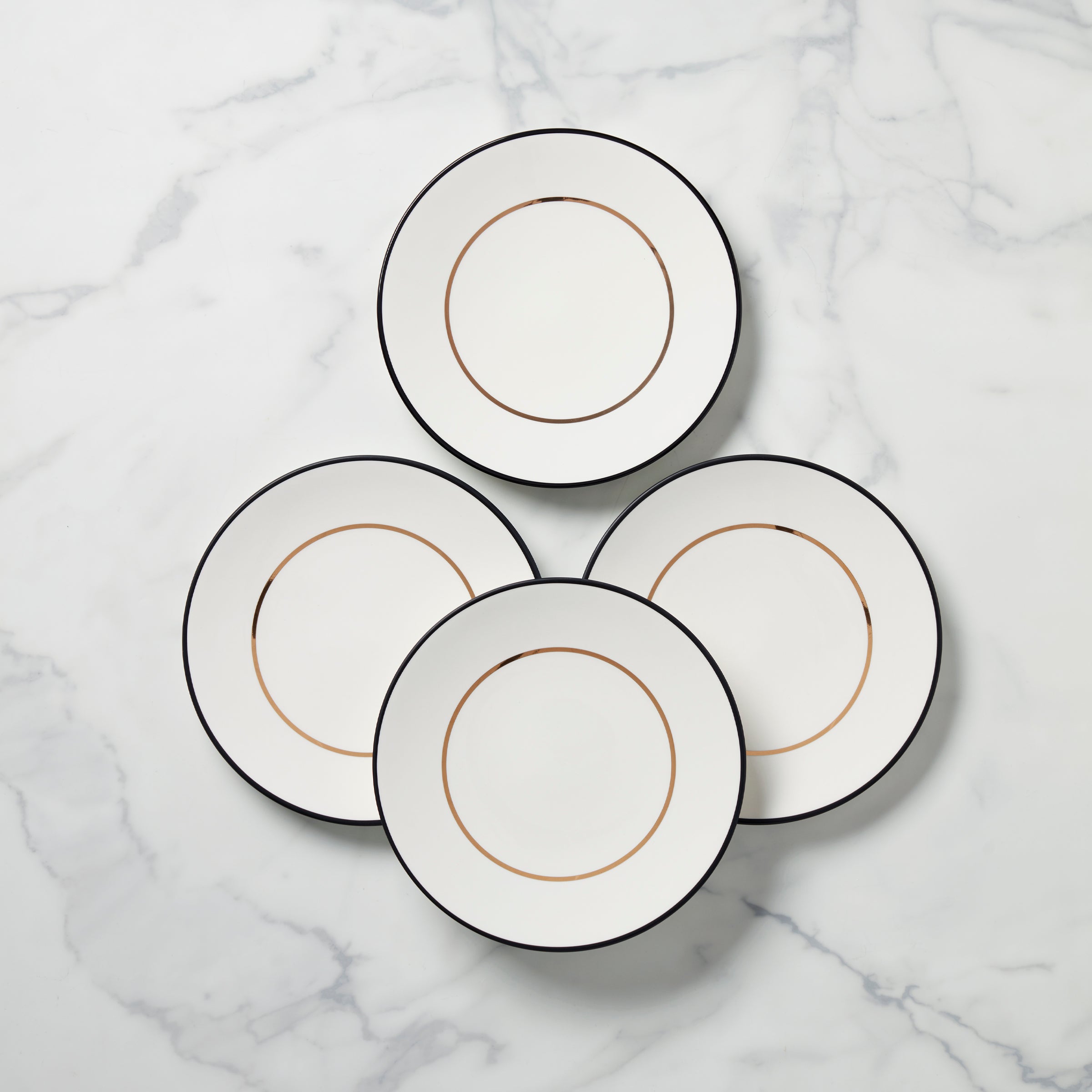Black & Gold Accent Plates - Set of 4 for Elegant Dining | Kate Spade