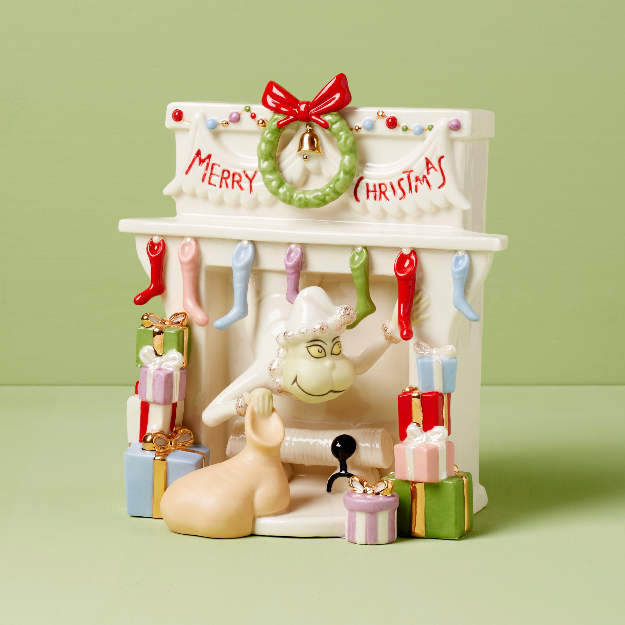 Grinch Christmas Figurine Stealing Stockings | Dr. Seuss Inspired