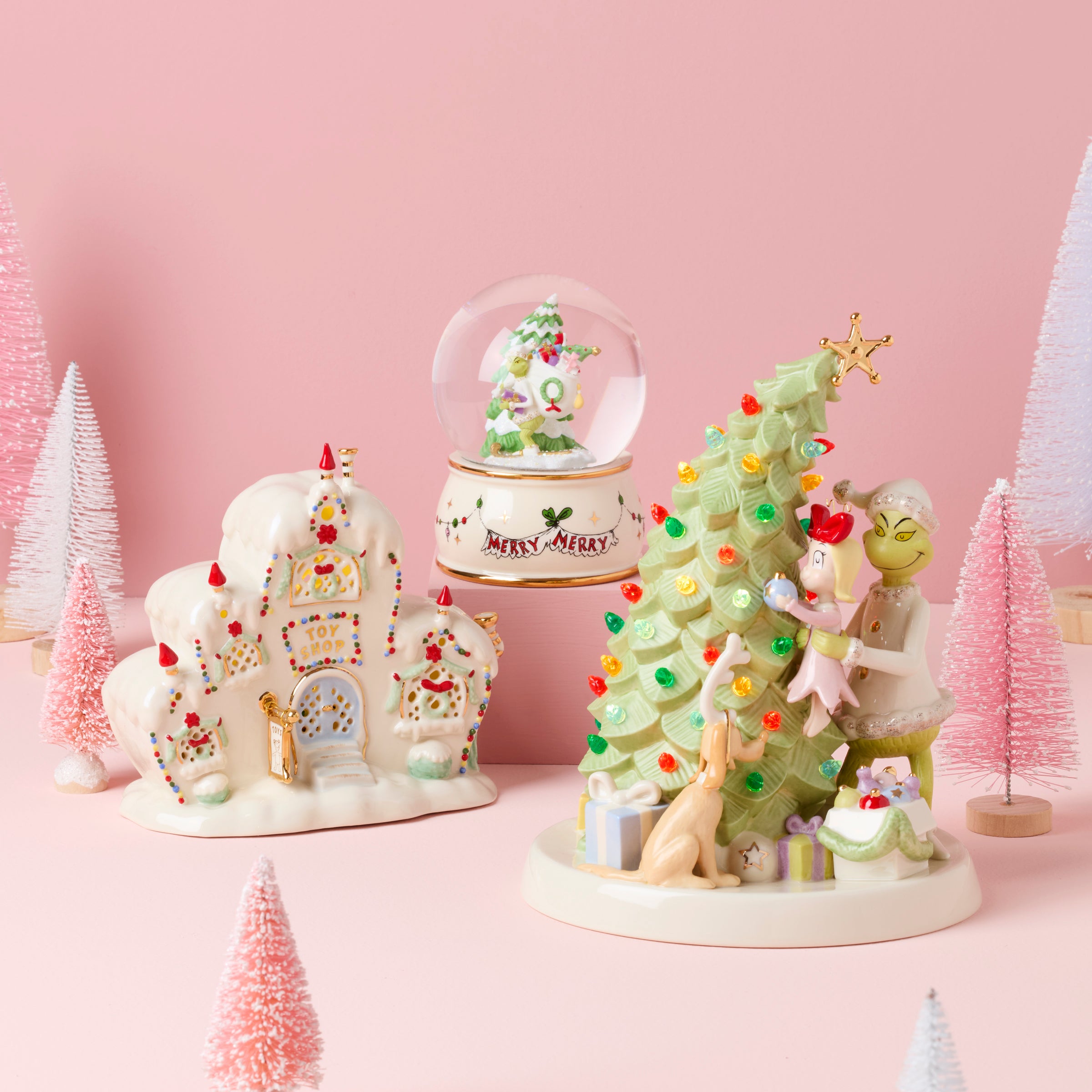 Porcelain Grinchmas Toy Store Figurine with Lights | Who-Ville