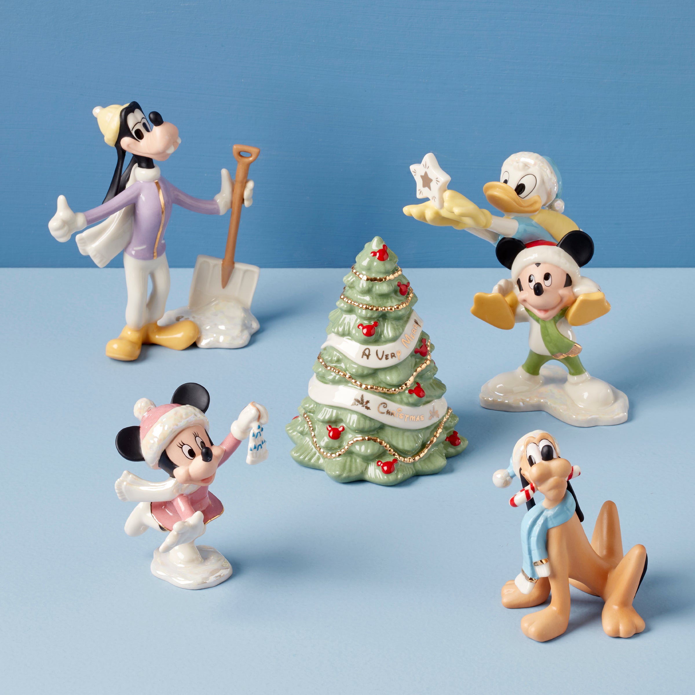 Disney Christmas Figurine Set with Mickey & Minnie | 5-Piece
