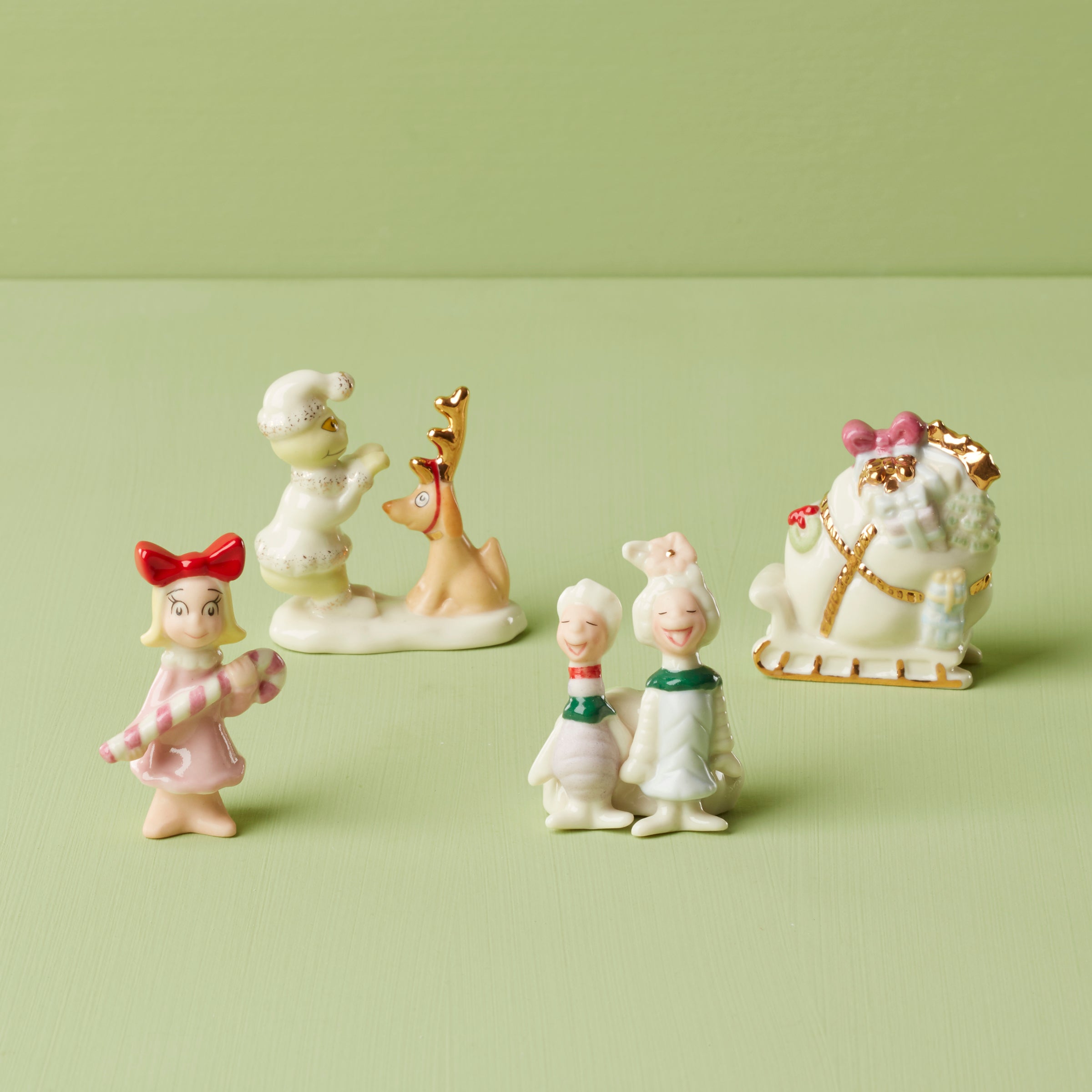 Grinch Figurine Set 4-Piece with Who-Ville Characters | Dr. Seuss Inspired