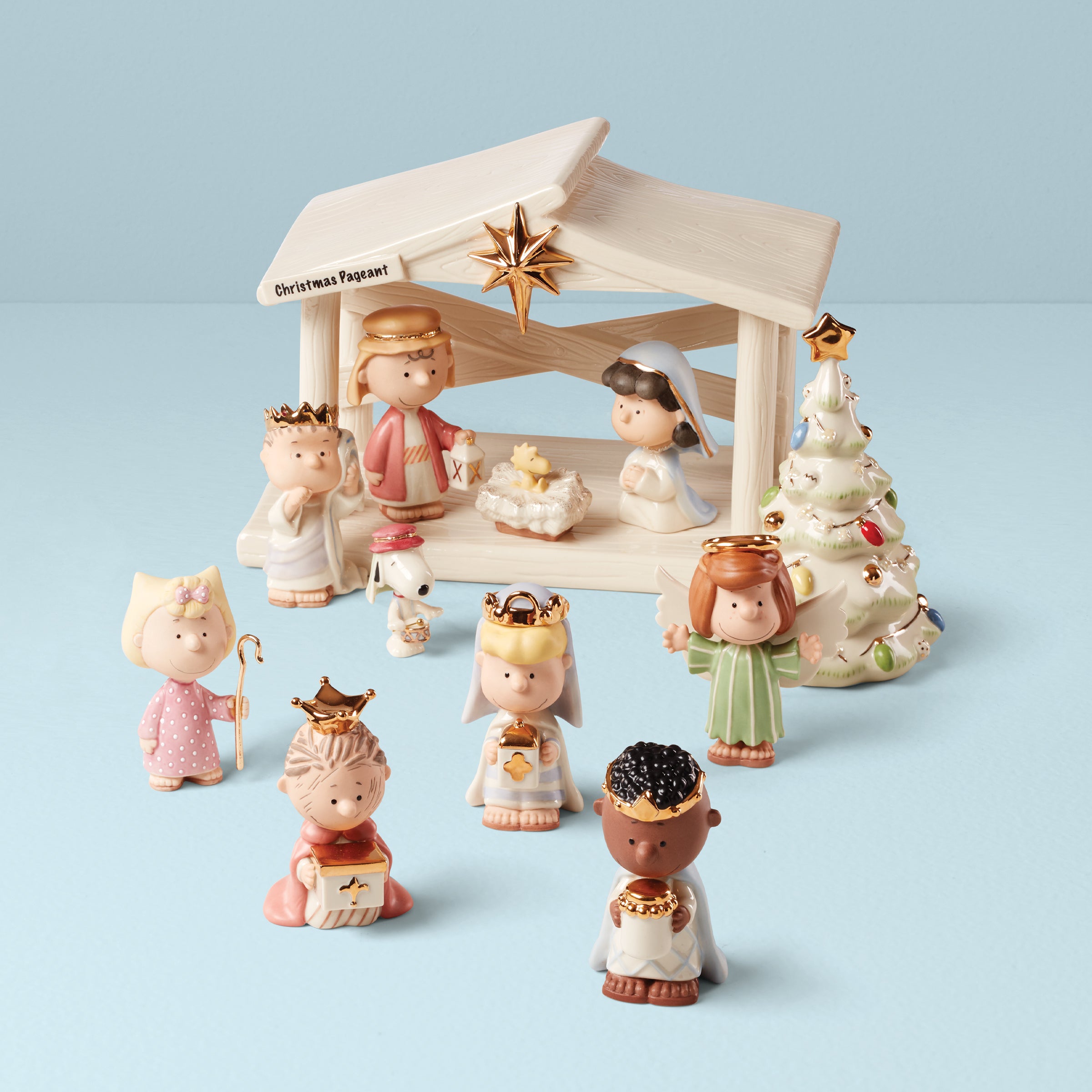 Peanuts Christmas Nativity Figurine Set - 12-Piece Porcelain