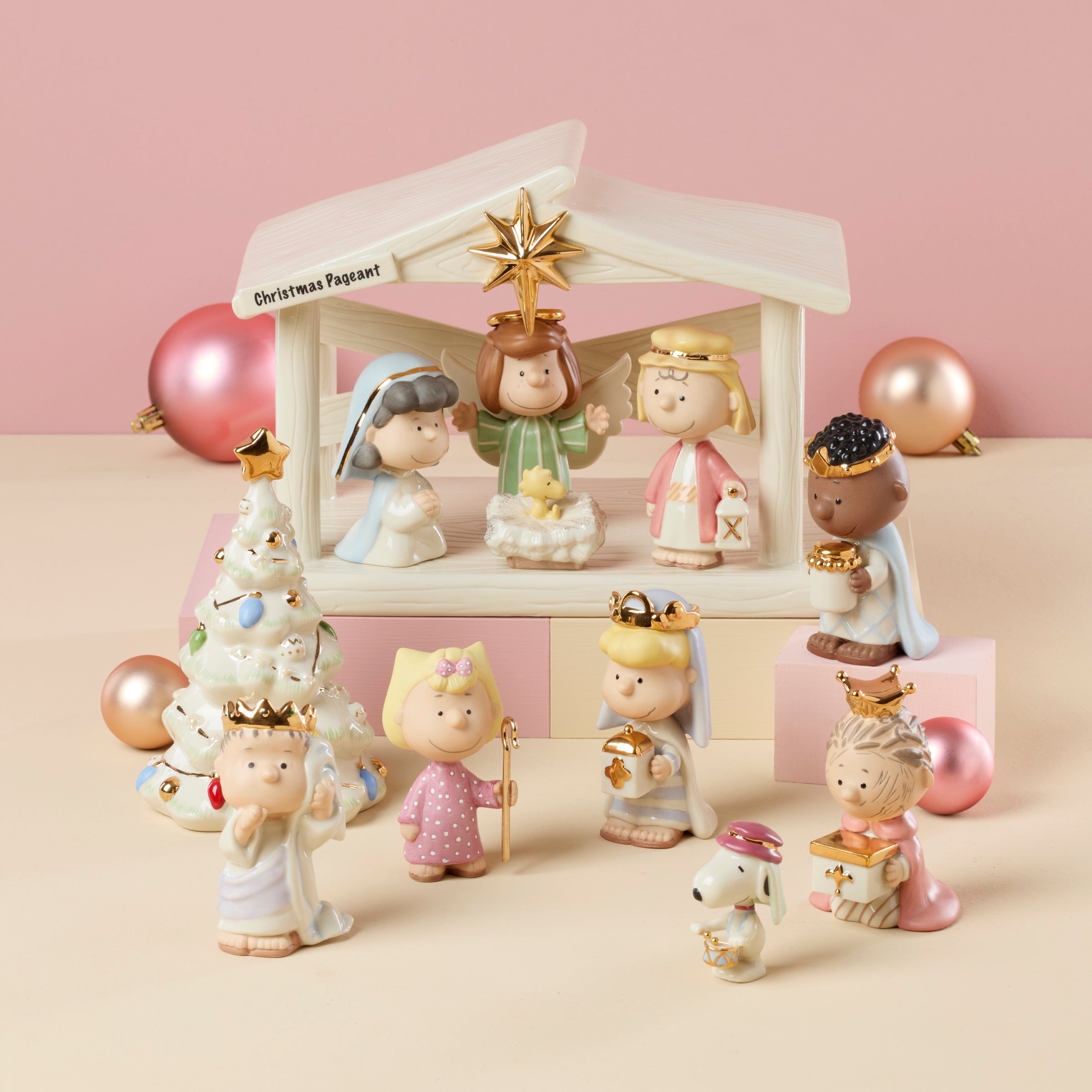 Peanuts Christmas Nativity Figurine Set - 12-Piece Porcelain