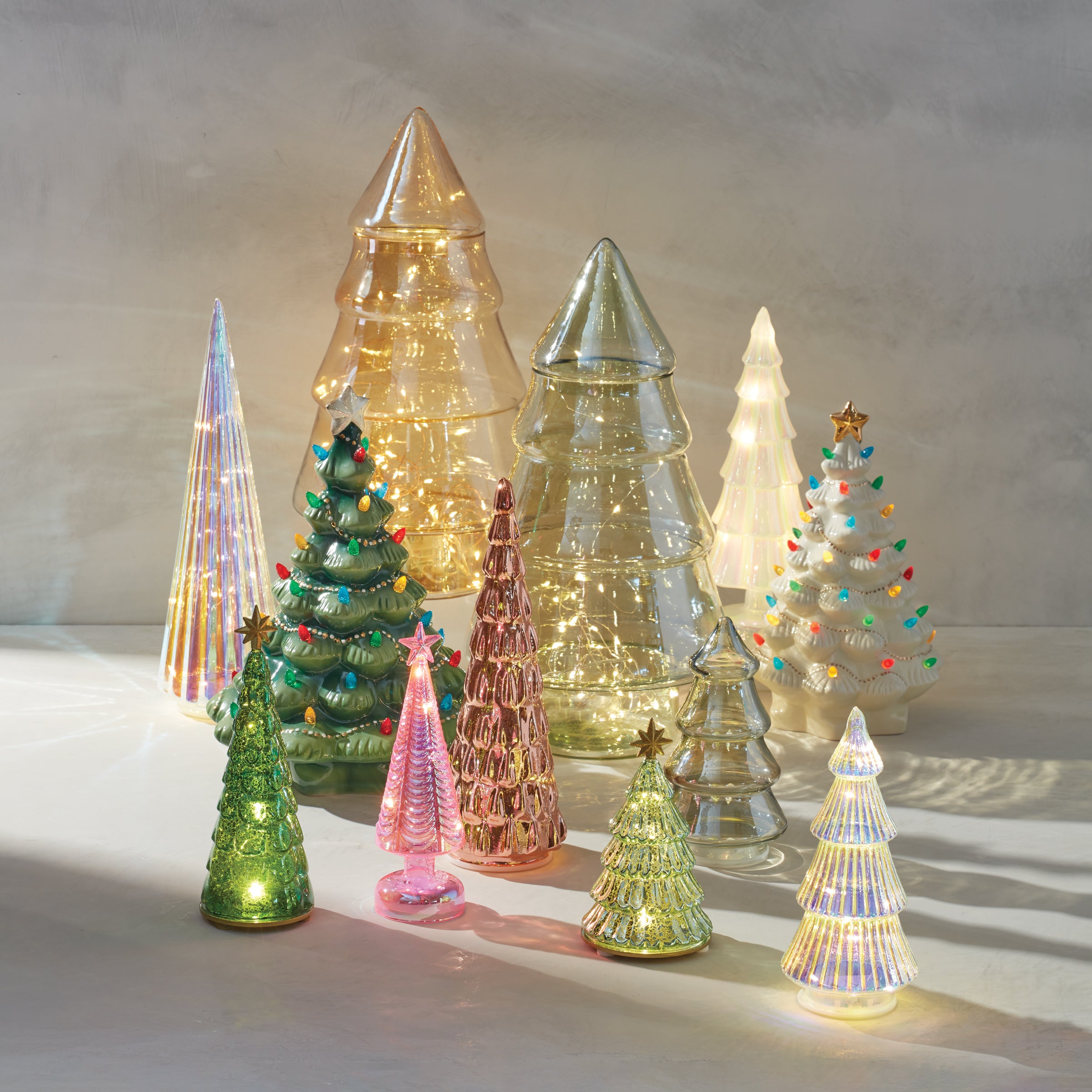 Lit Jewel Tone Christmas Tree with Gold Star | Radiant Light