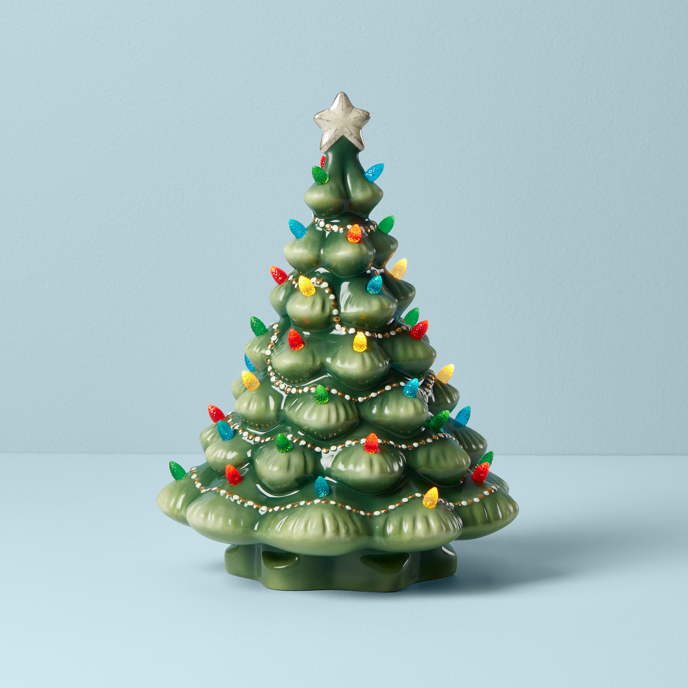 Ceramic Christmas Tree with Hand-Painted Detail & Star Topper | Treasured Traditions