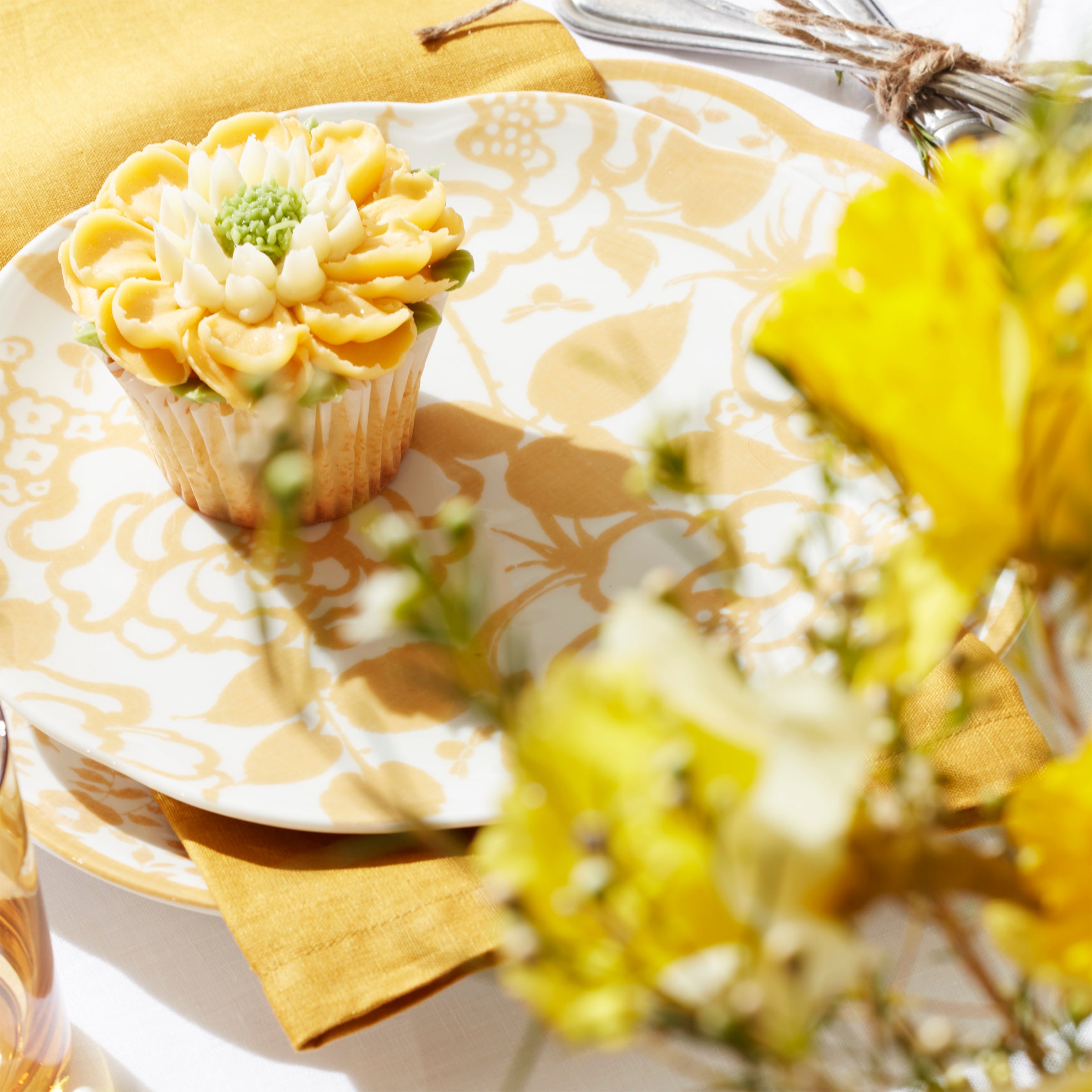 Goldenrod Cottagecore Accent Plates - Set of 4 | Butterfly Meadow