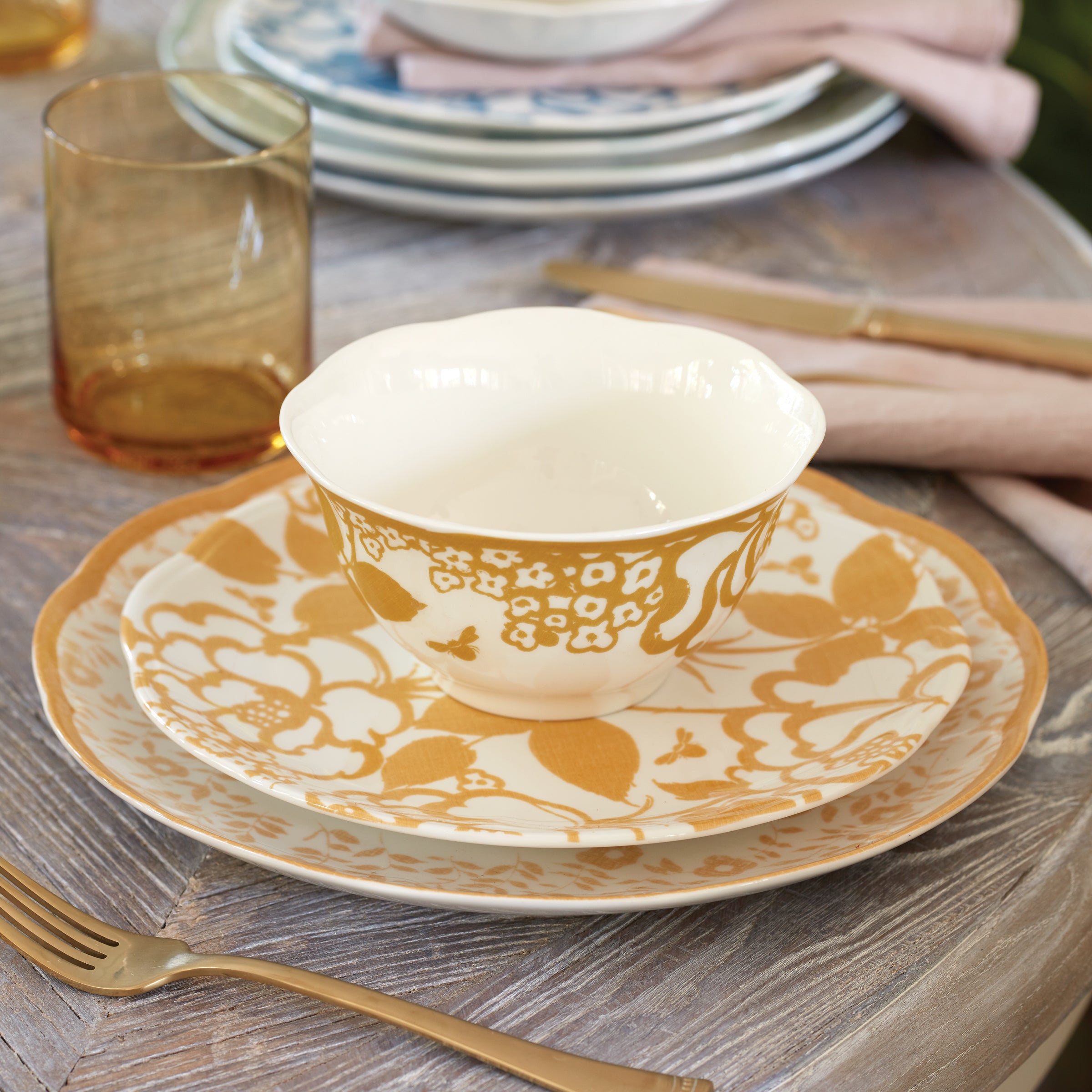 Goldenrod Cottagecore Accent Plates - Set of 4 | Butterfly Meadow