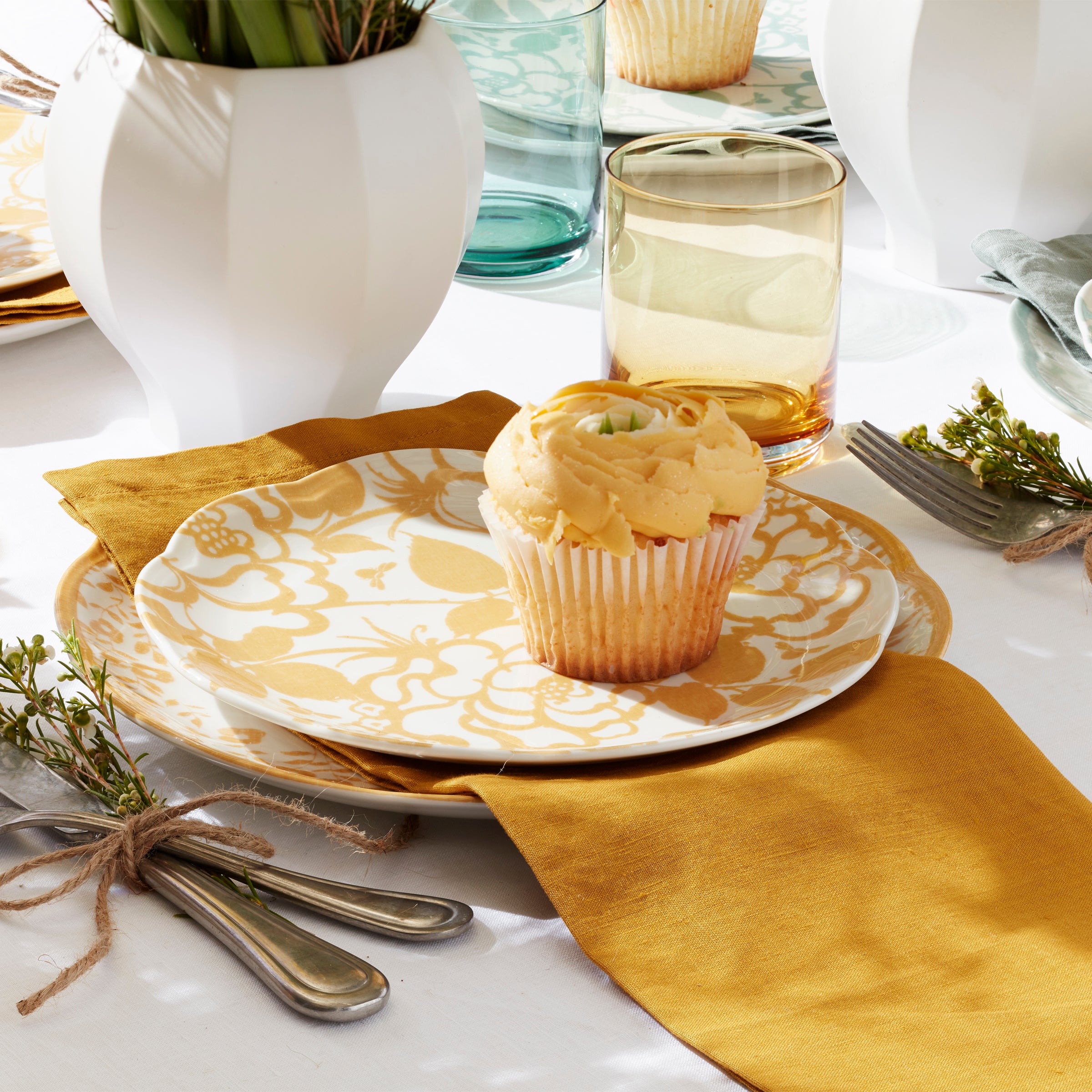 Goldenrod Cottagecore Accent Plates - Set of 4 | Butterfly Meadow