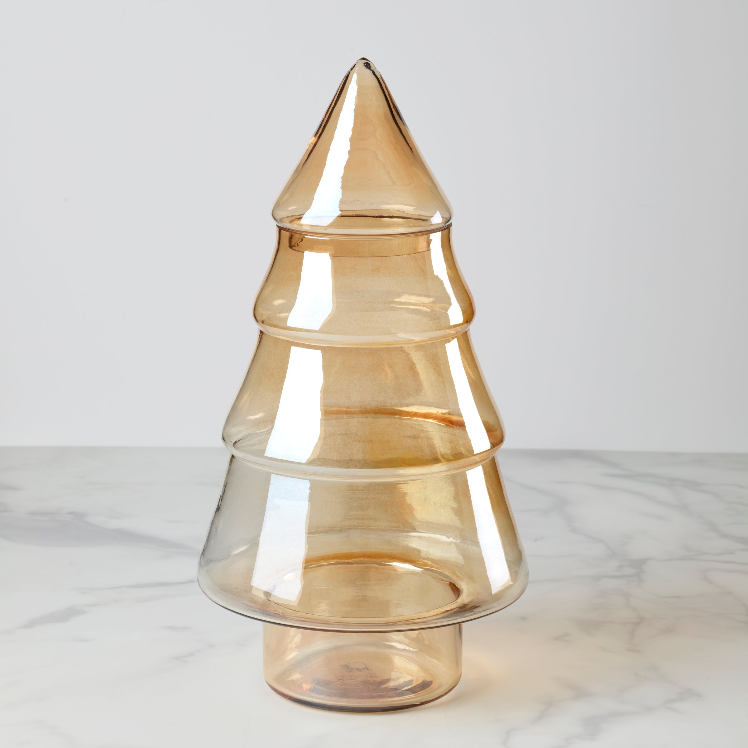 Gold Luster Glass Tree Jar for Decor & Storage | Large Holiday Display