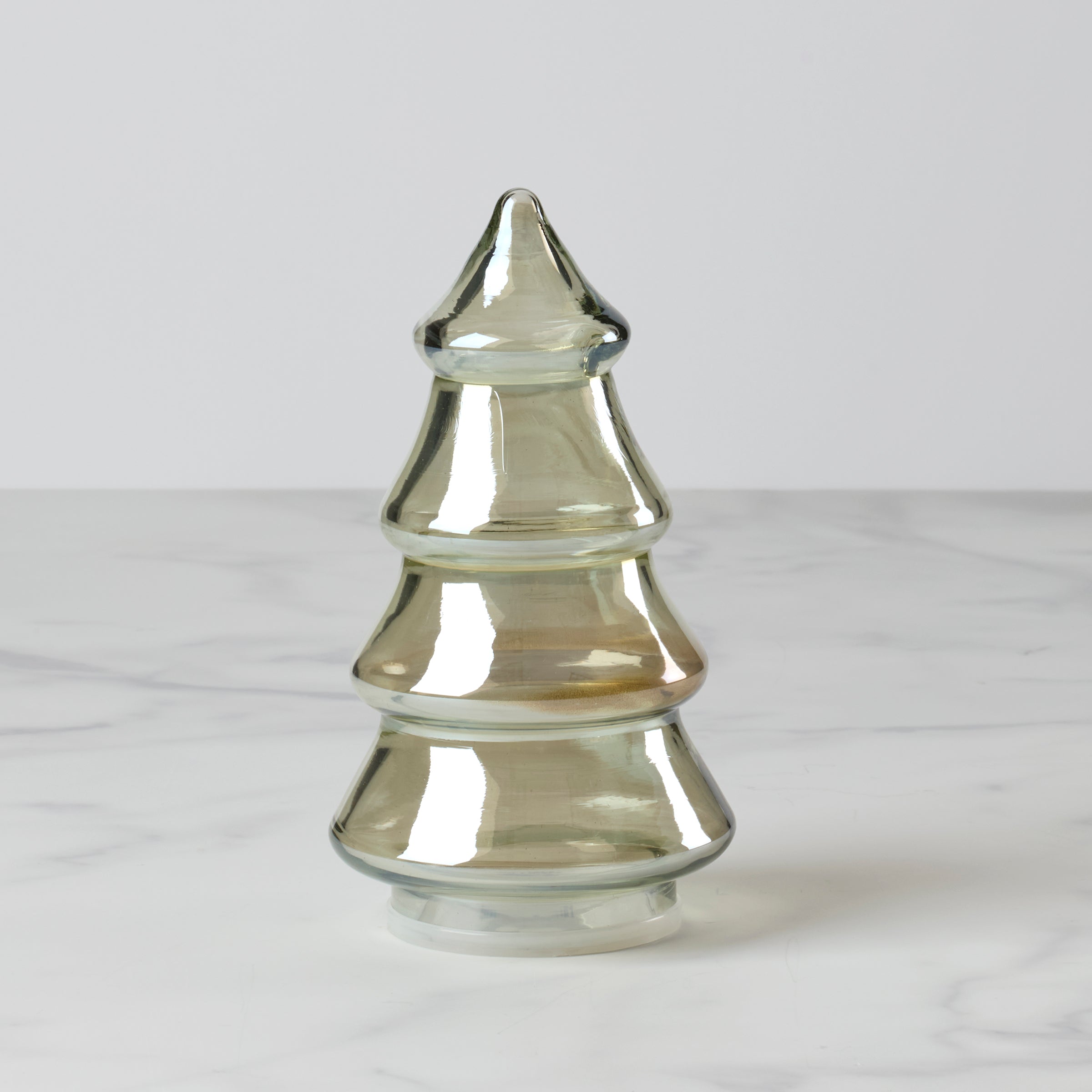 Small Green Glass Tree Canister for Decor & Storage | Luster Glass