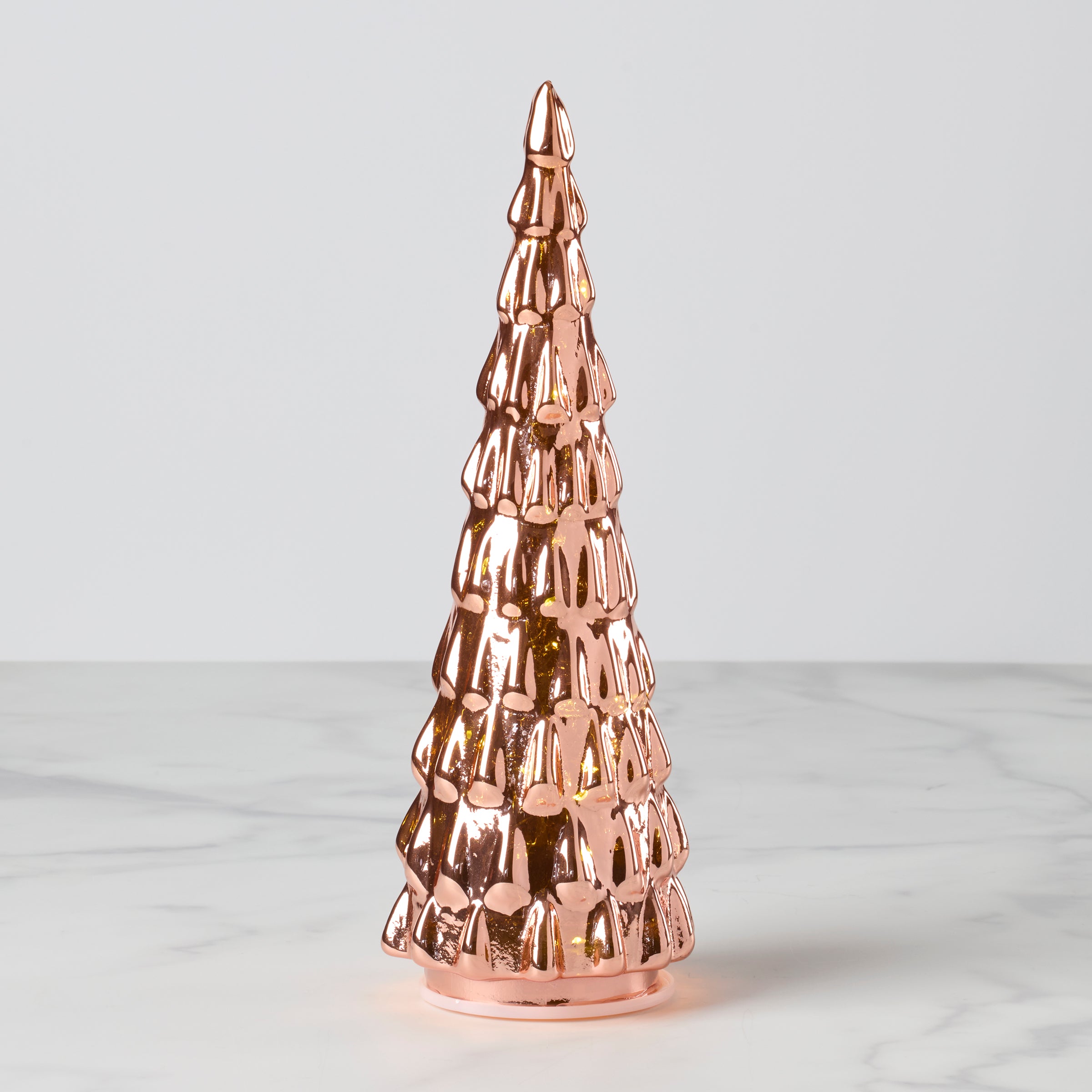 LED Lit Amber Glass Christmas Tree for Holiday Decor | Festive Glow
