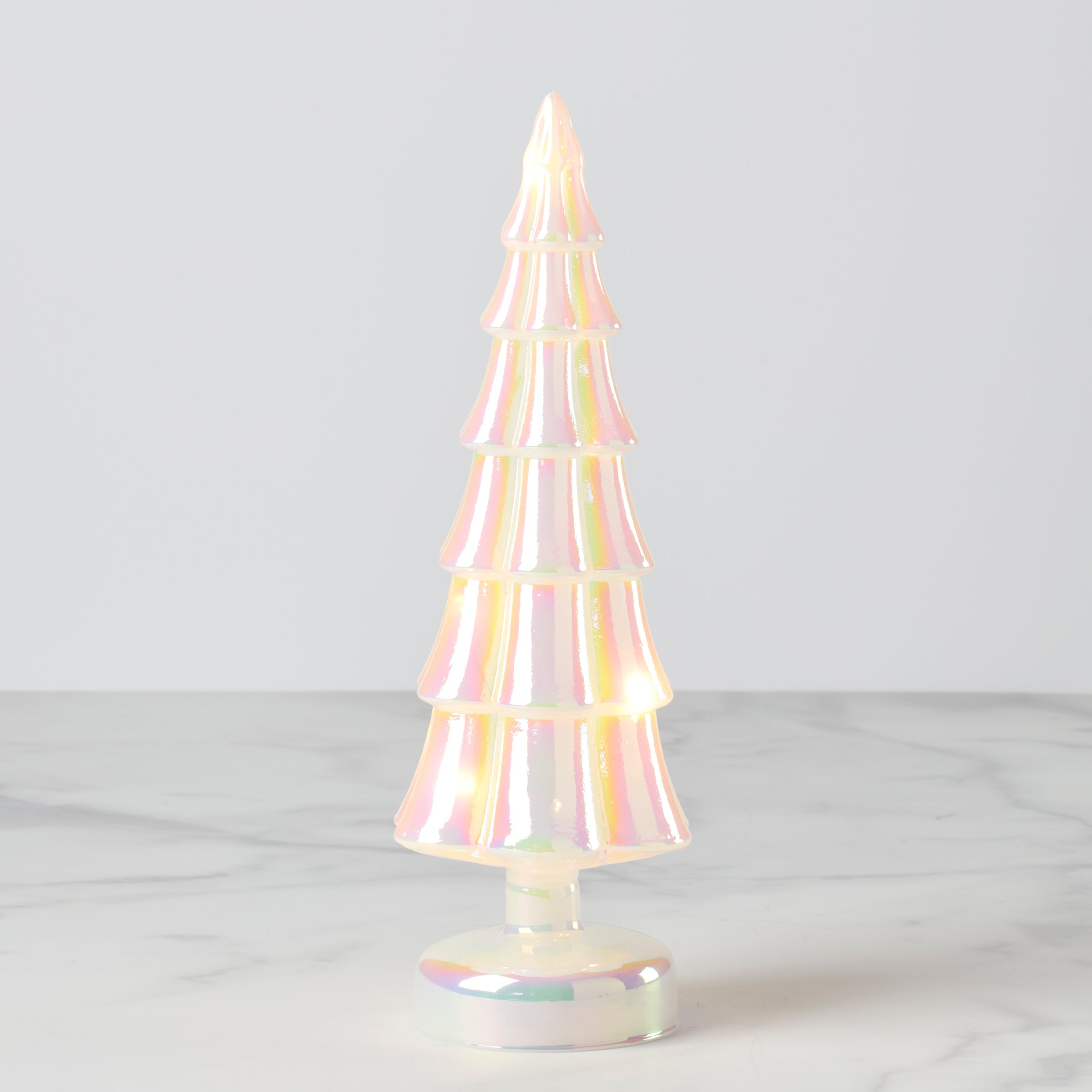 LED Light-Up Pearl Glass Christmas Tree for Holiday Decor